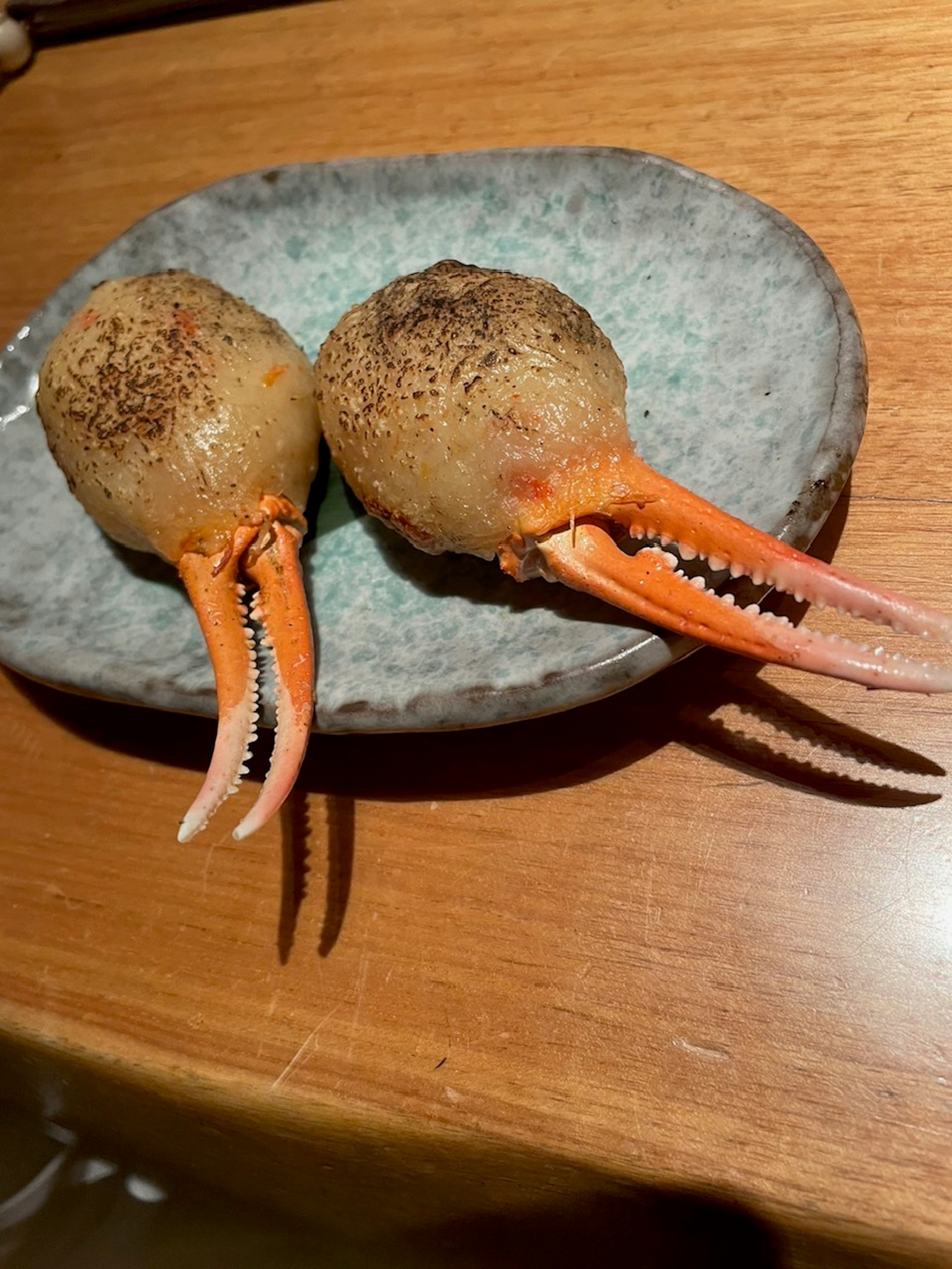 Two uniquely shaped food items on a plate