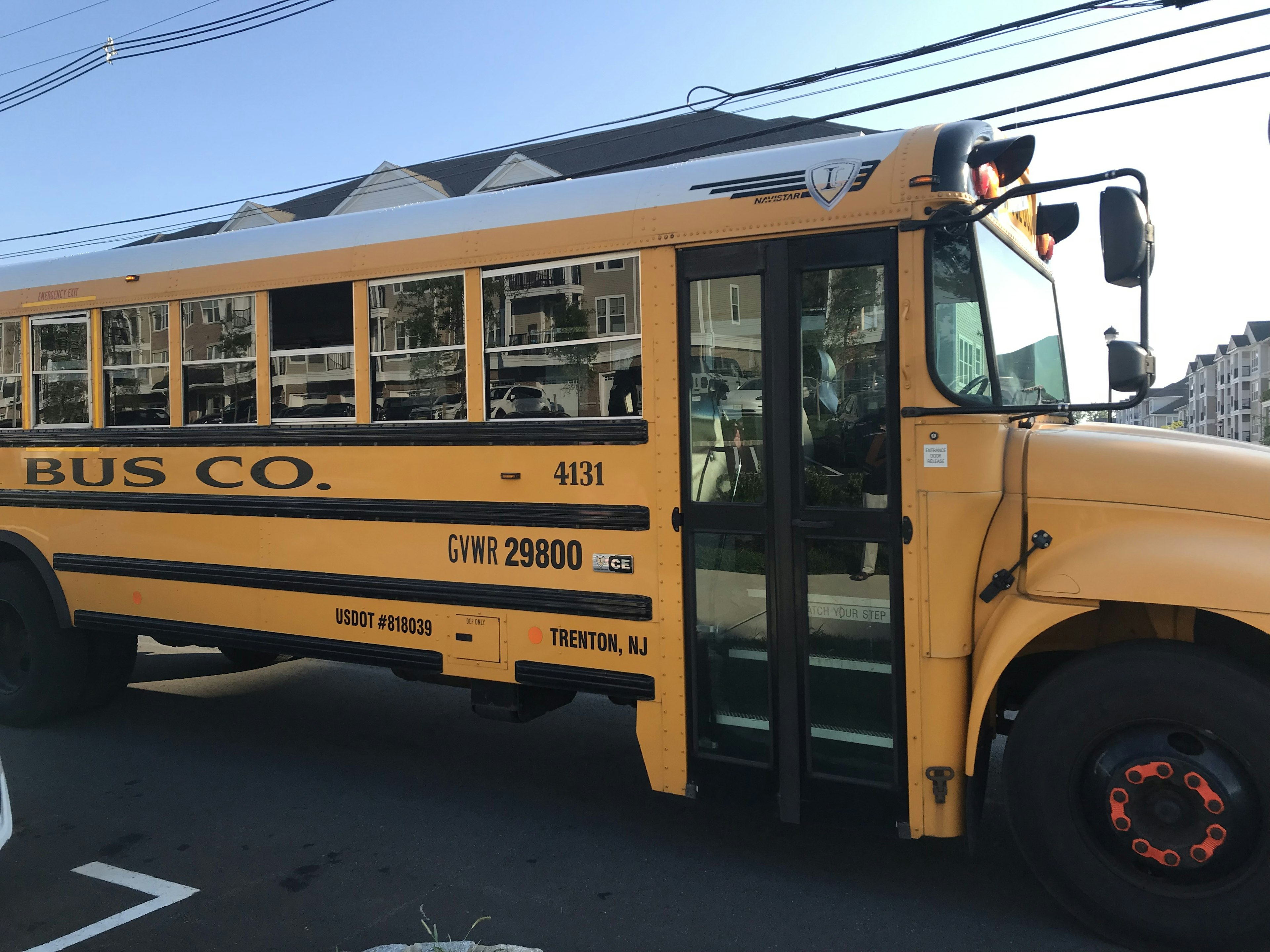 Yellow school bus parked on the street