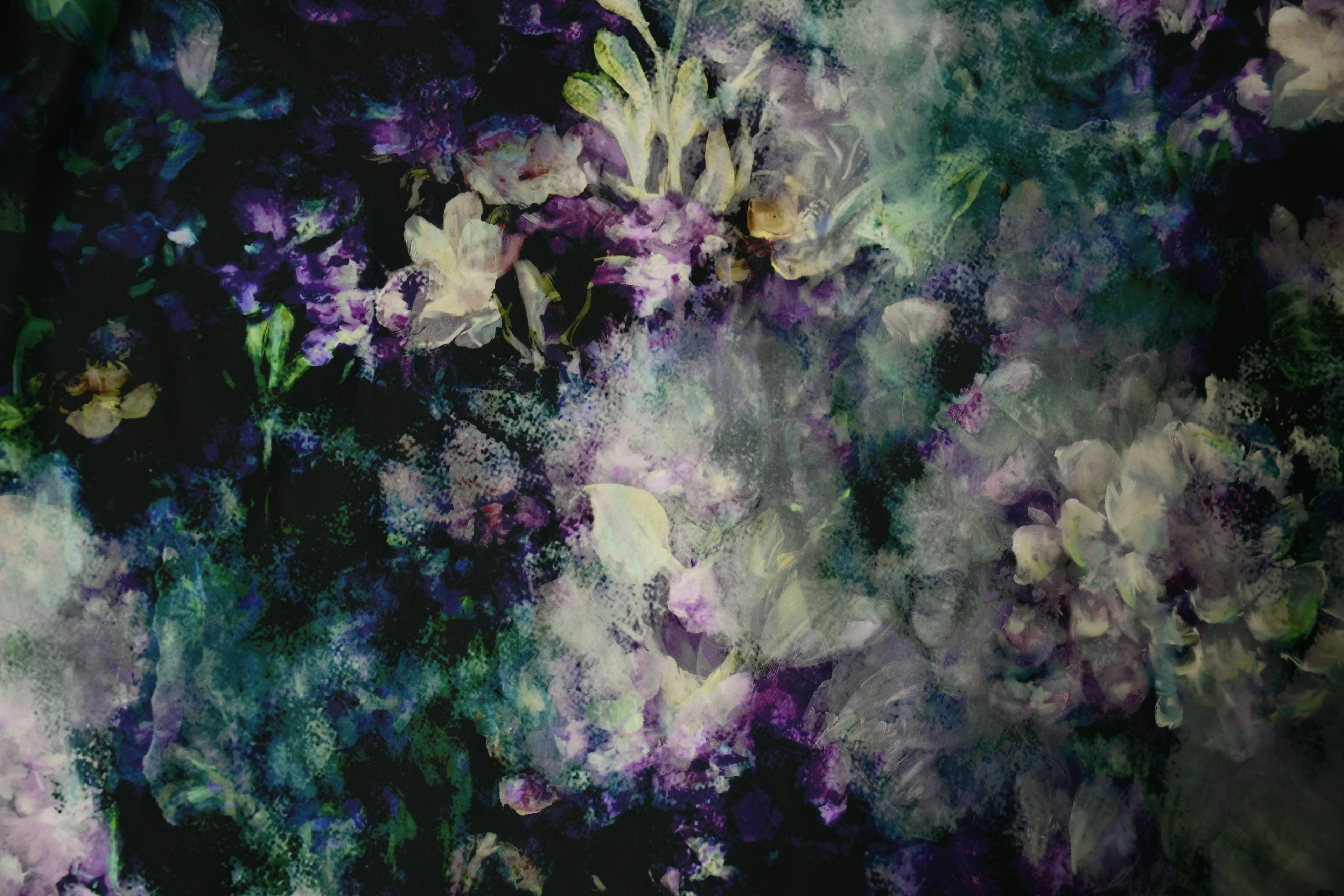 Abstract floral design in purple and green hues