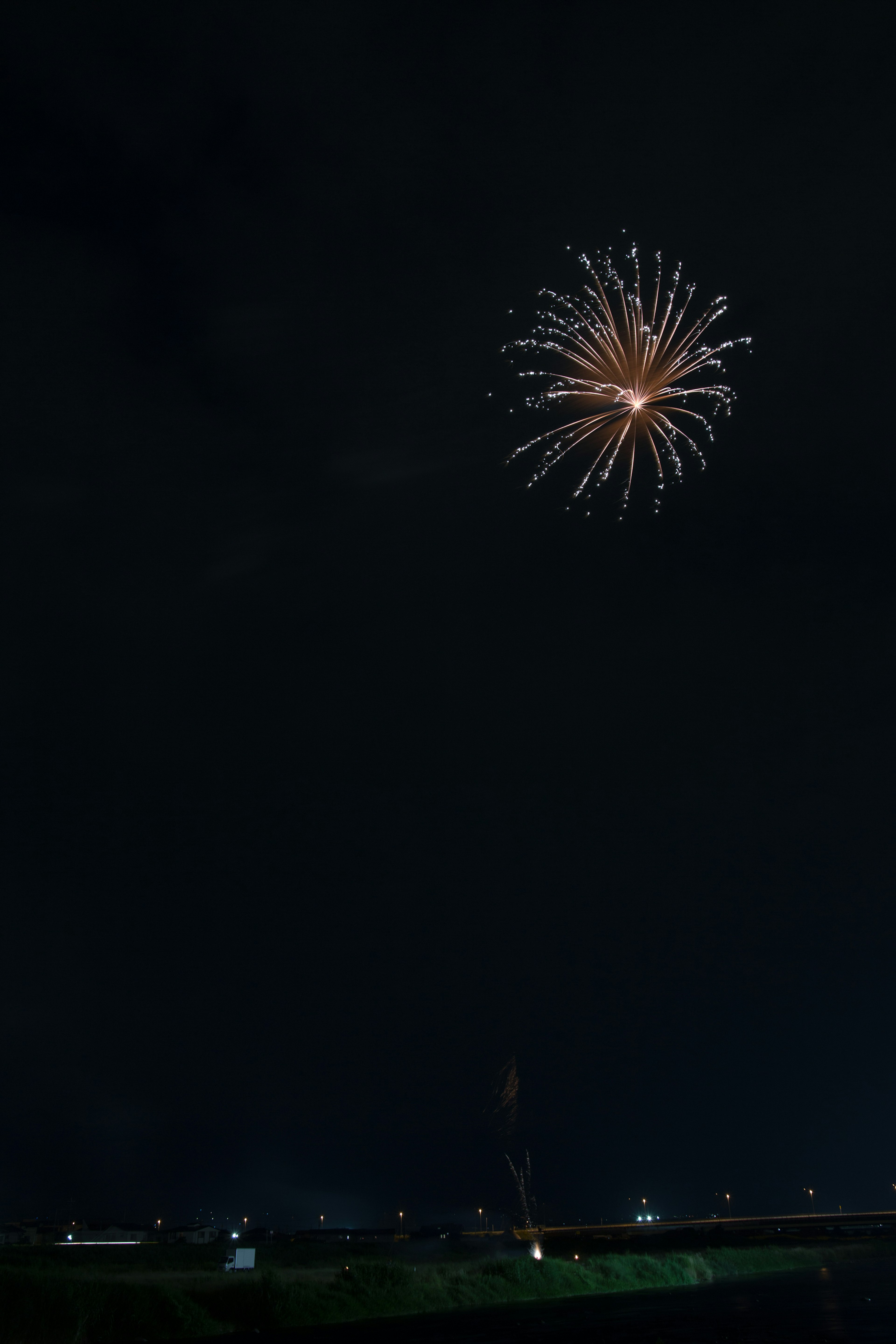 Spettacolo di fuochi d'artificio nel cielo notturno