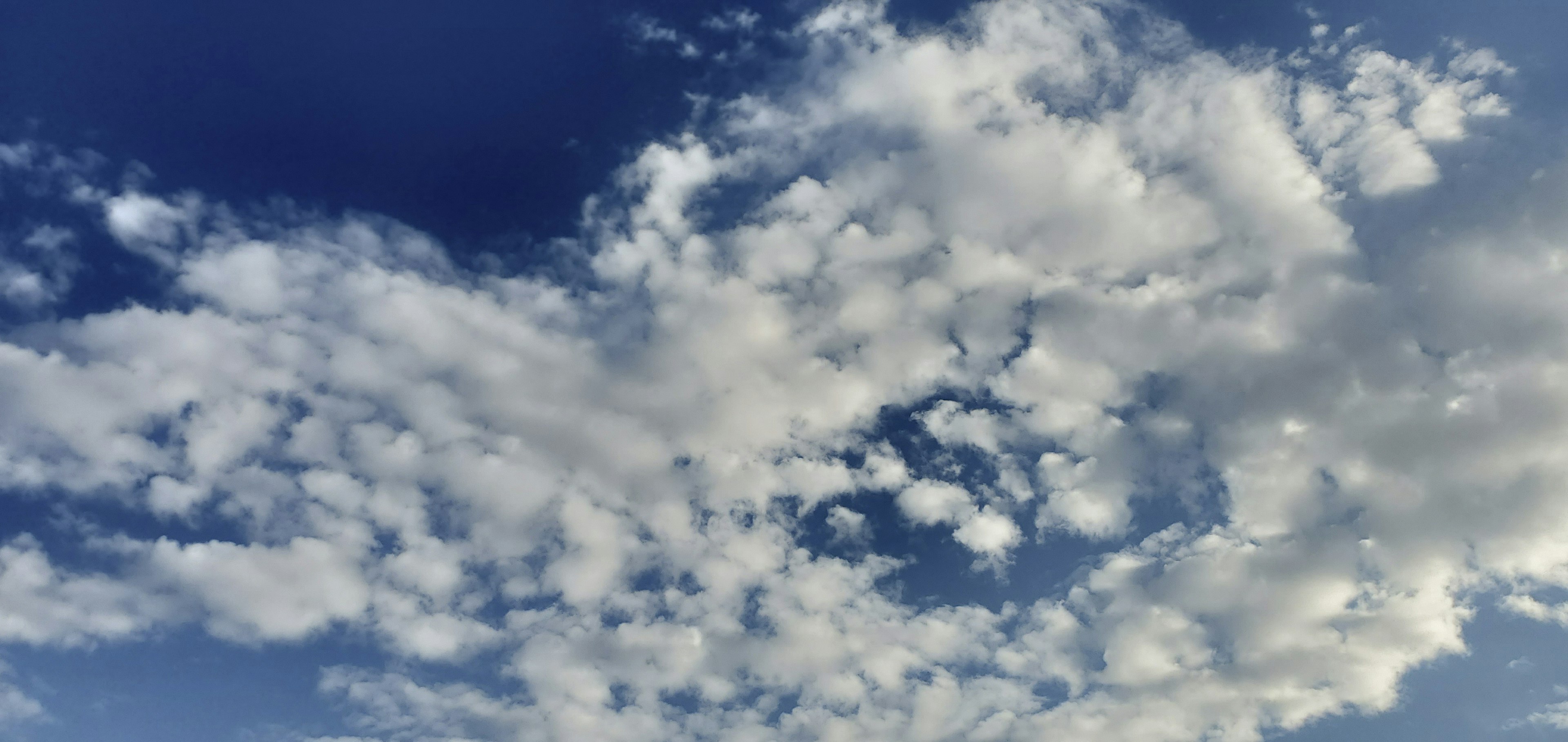 Belle vue de nuages blancs s'étendant dans un ciel bleu