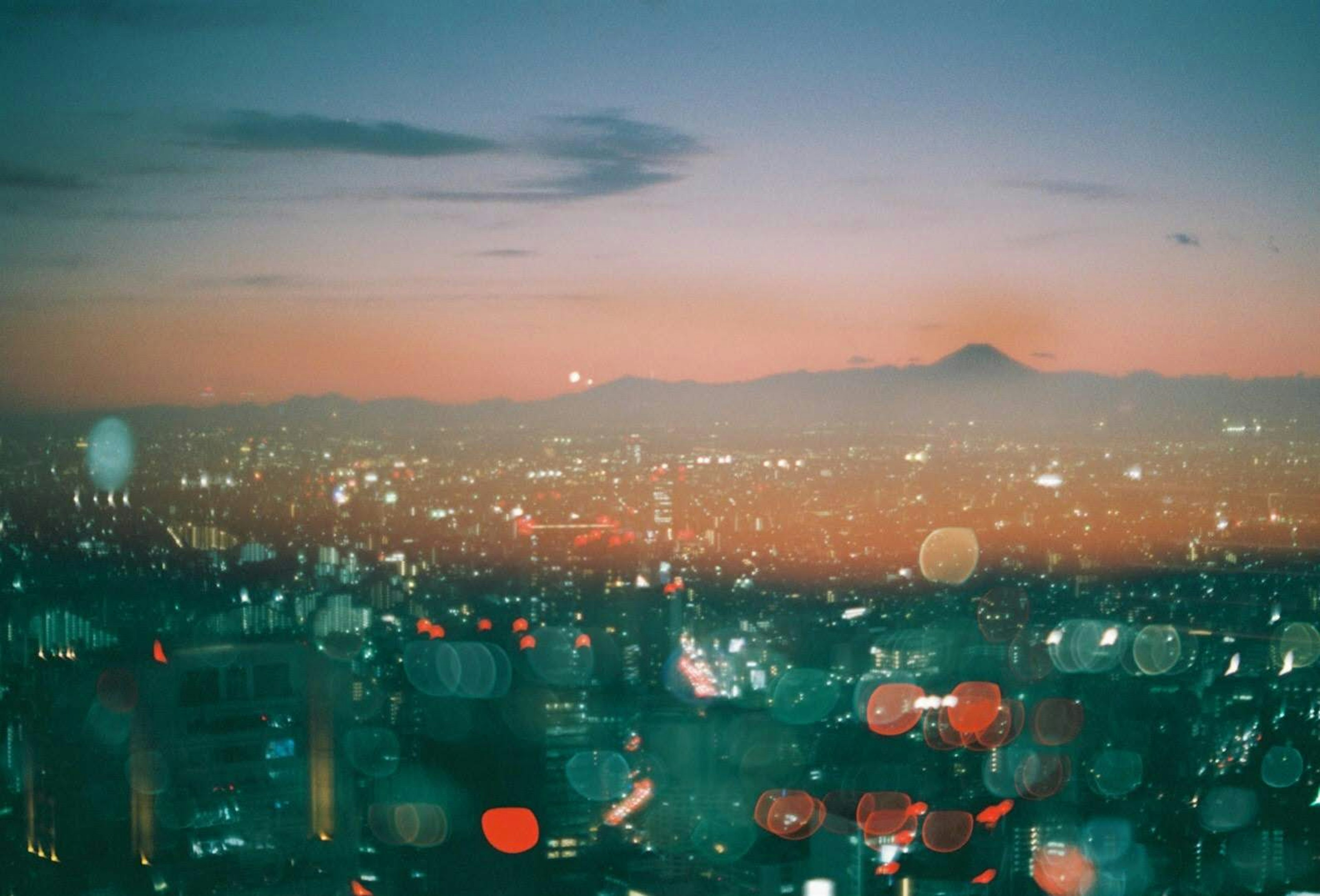 Beautiful city skyline at dusk with a sunset