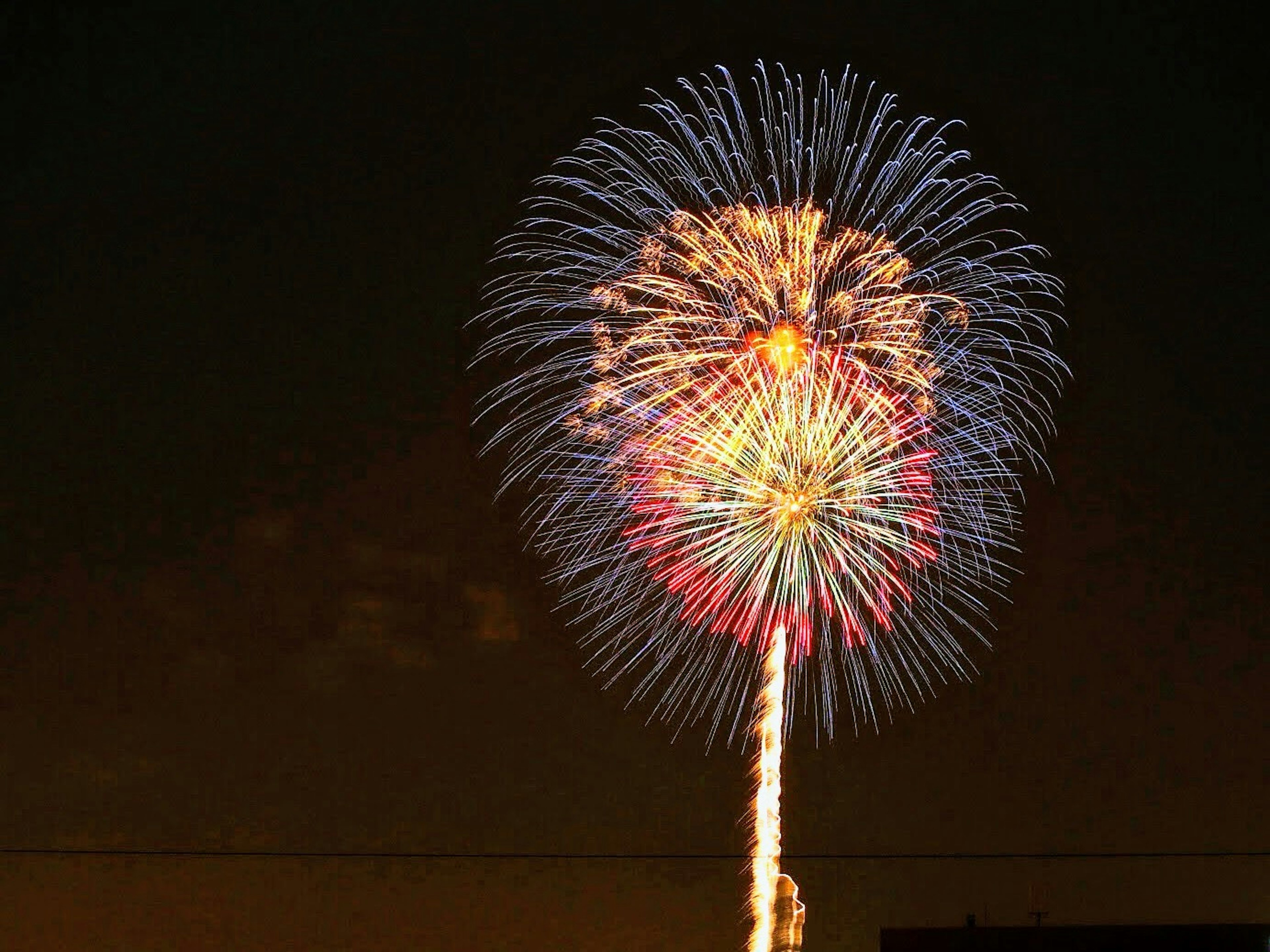 夜空中绽放的五彩缤纷的烟花