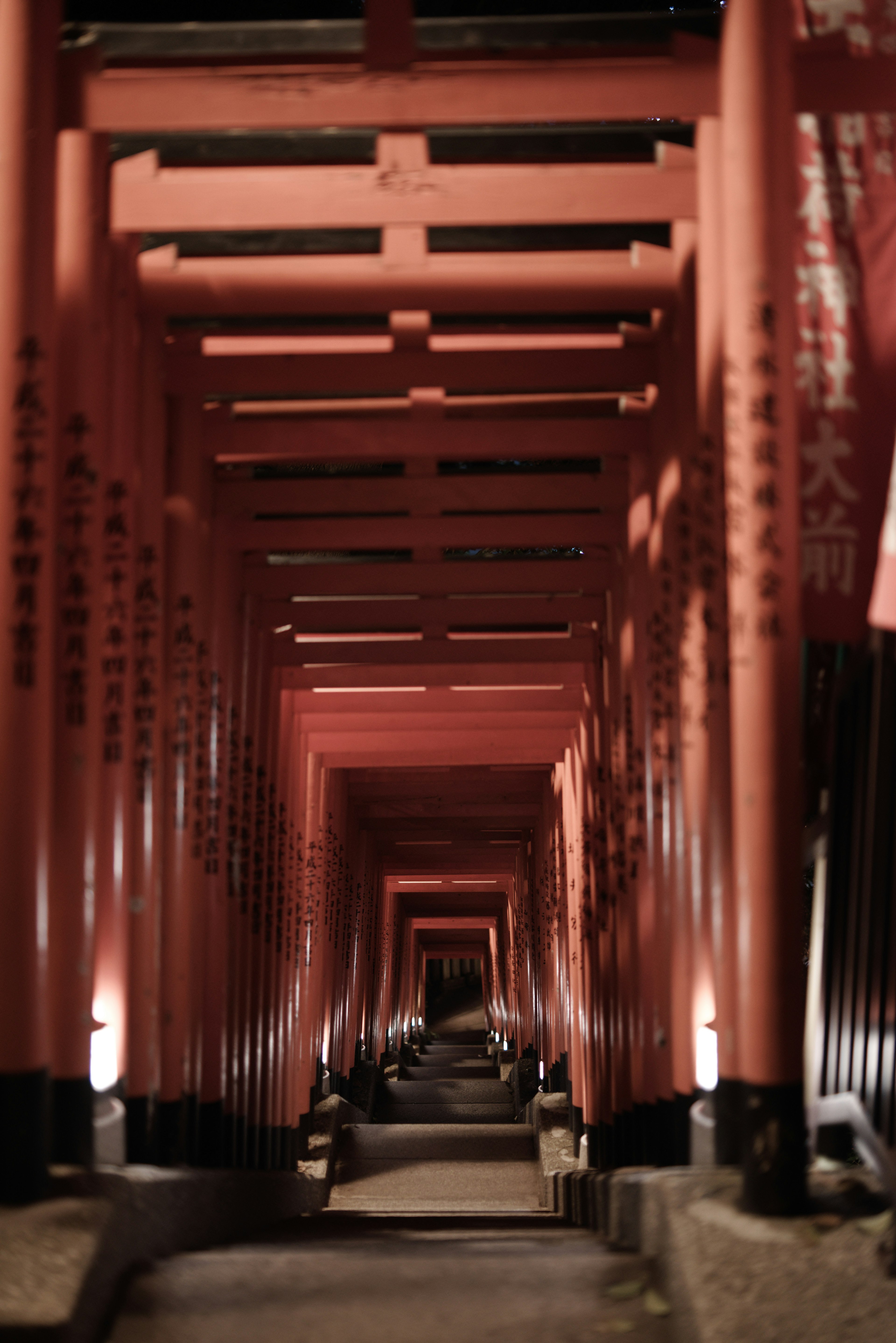 京都伏见稻荷大社的红色鸟居隧道