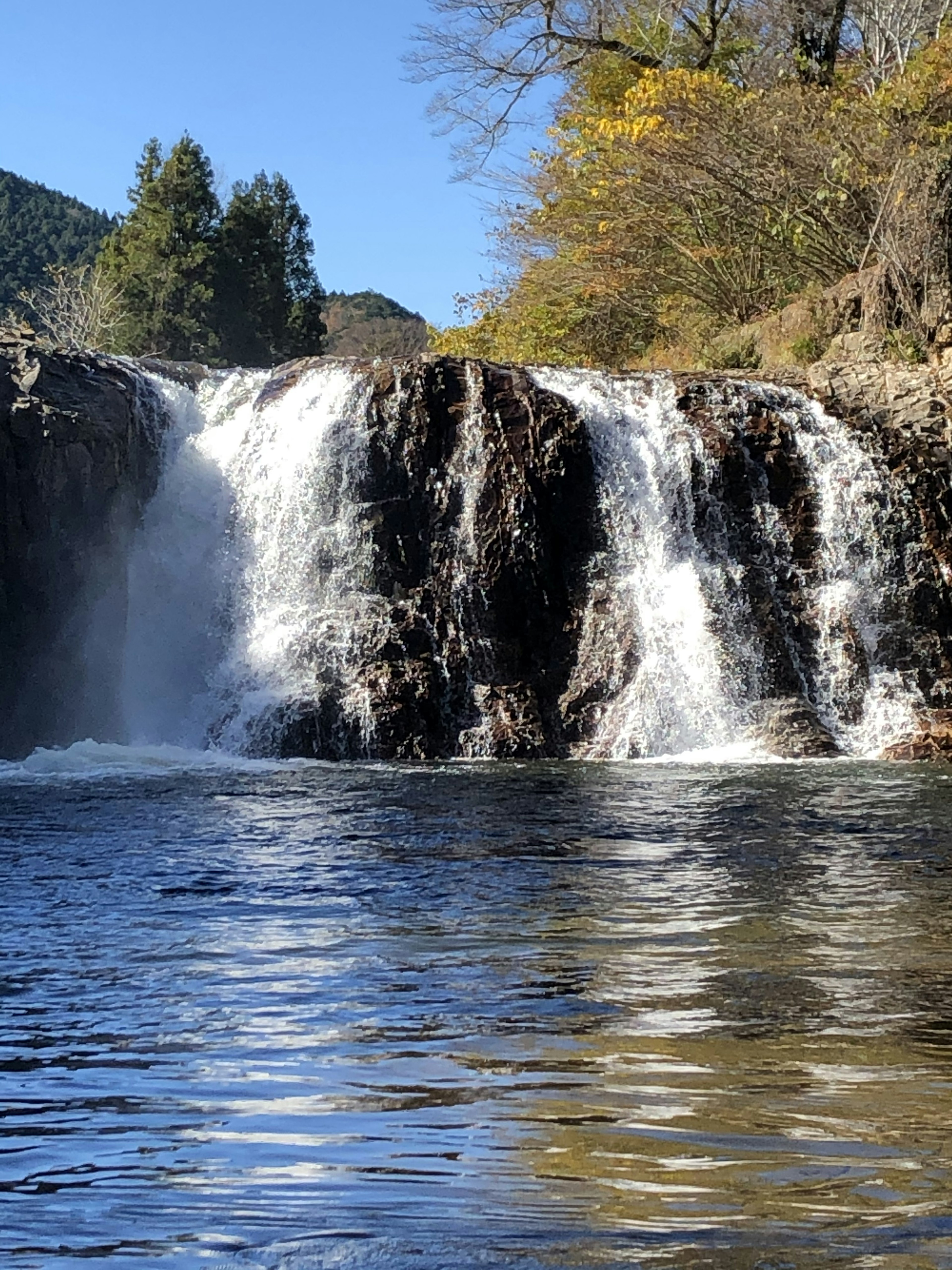 Schöner Wasserfall, der in einen ruhigen Pool fließt