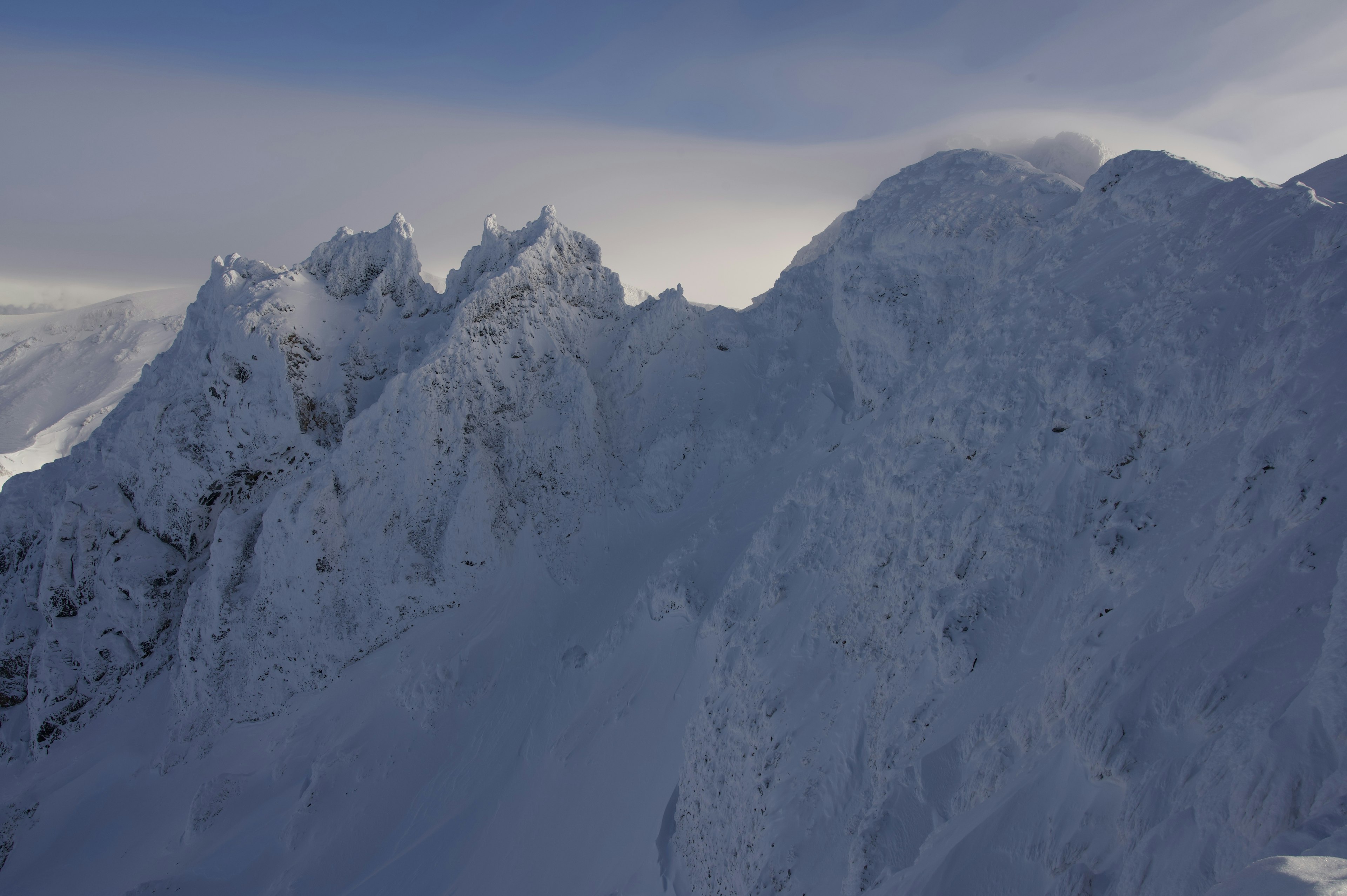 Majestic snow-covered mountain peaks