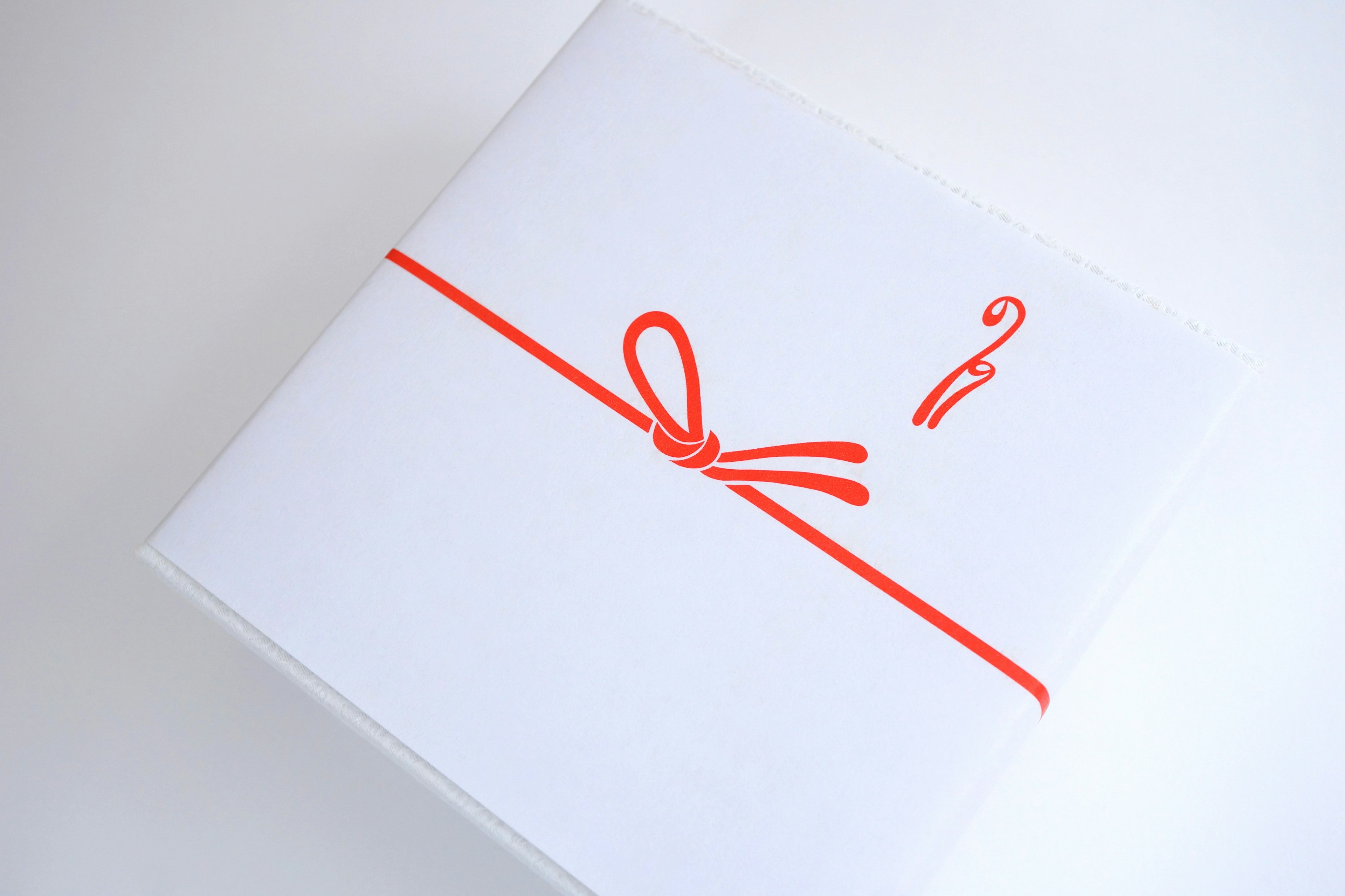 White gift box tied with a red ribbon