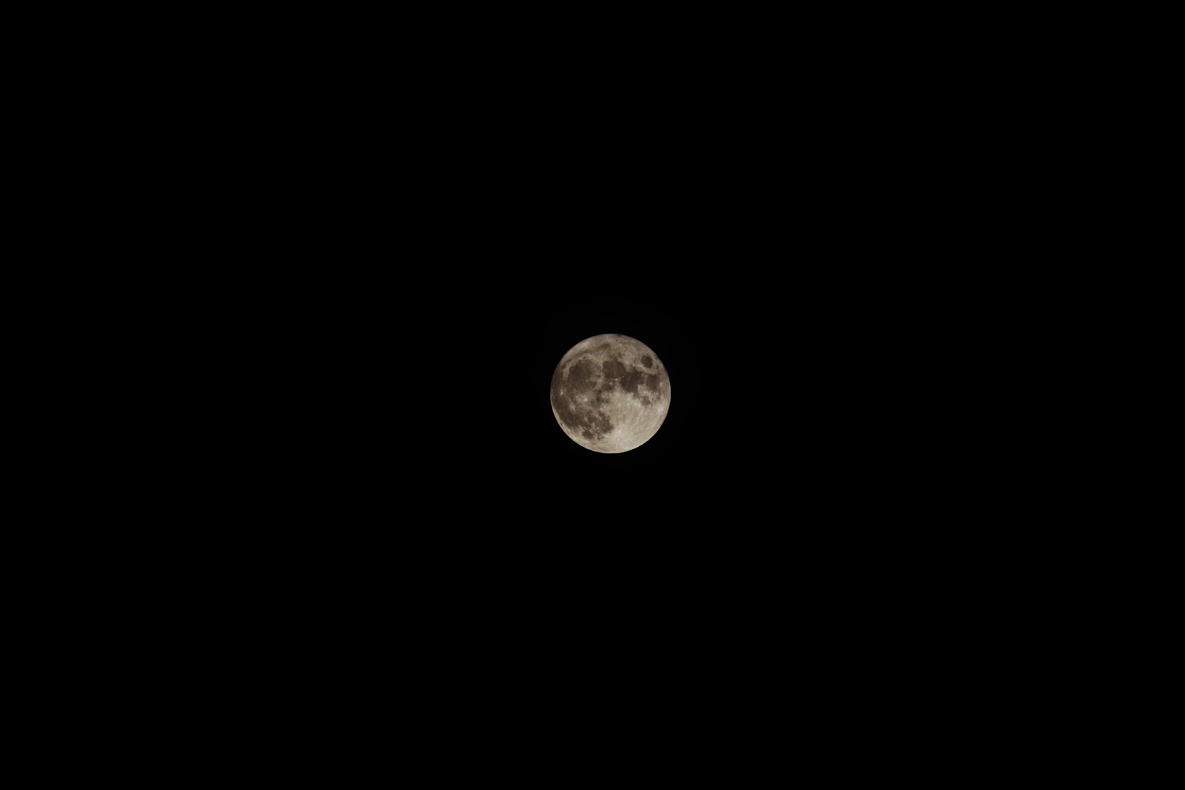 Bright full moon in the night sky