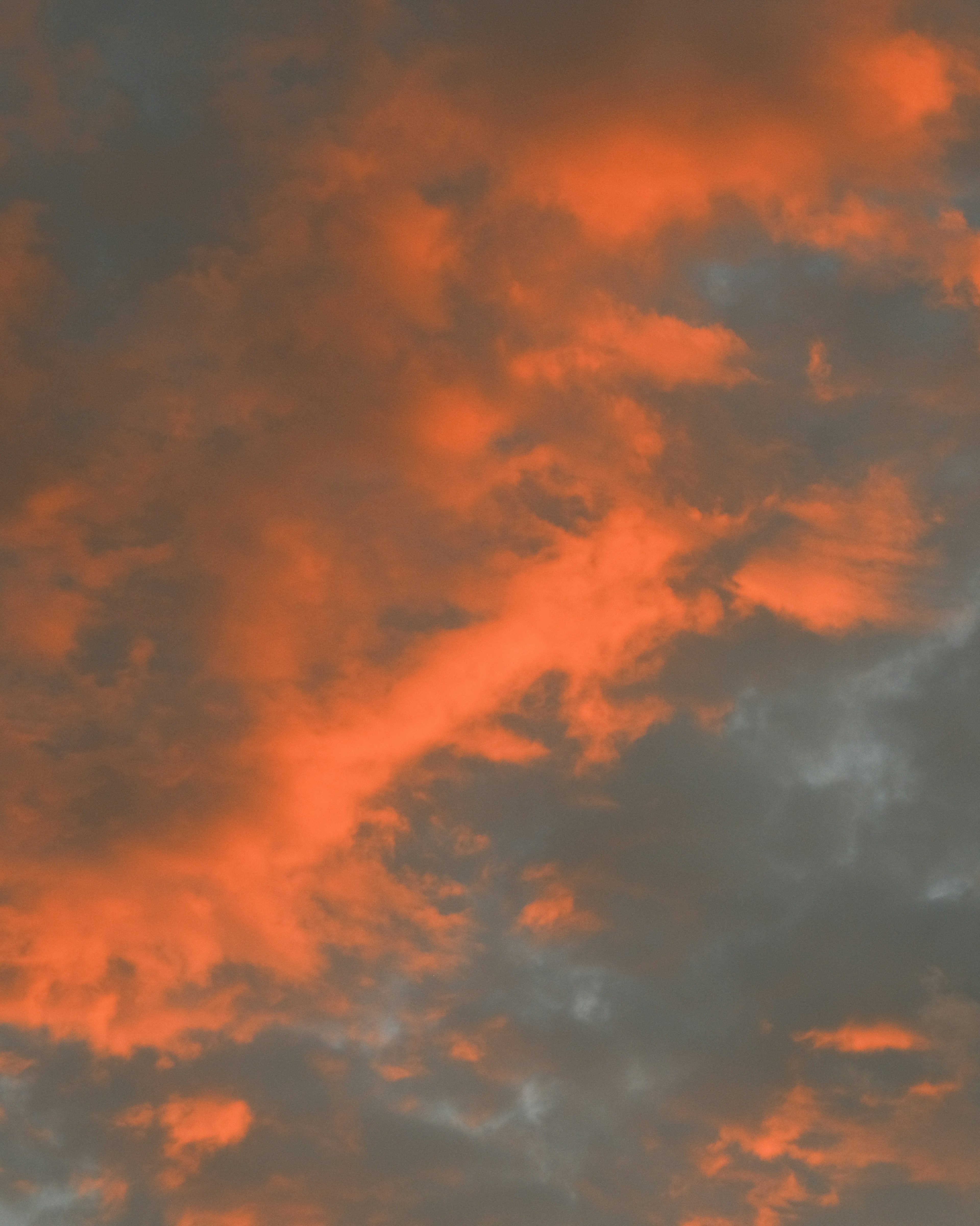 オレンジ色の雲が広がる夕焼け空