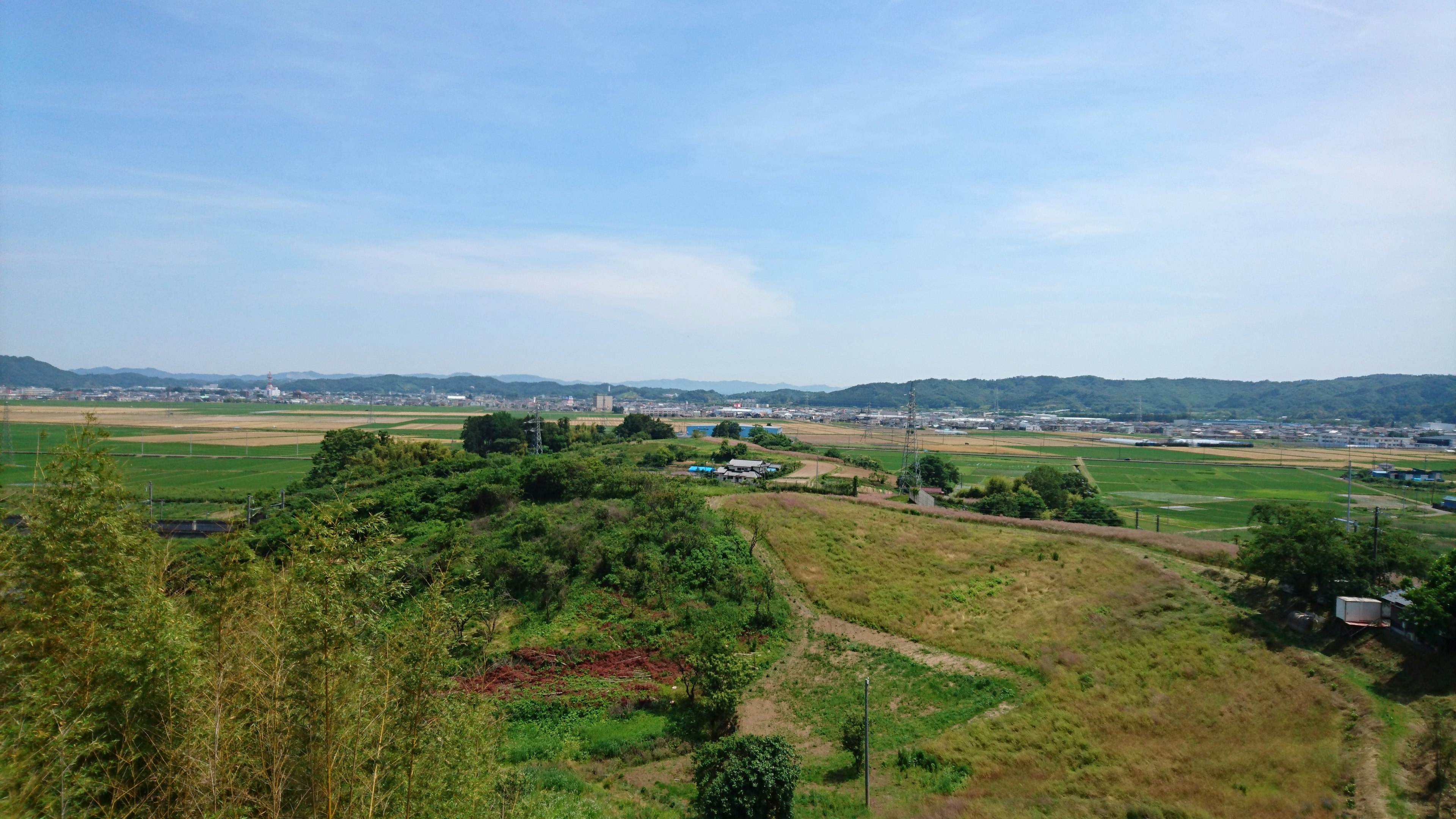 Terres agricoles verdoyantes sous un ciel bleu