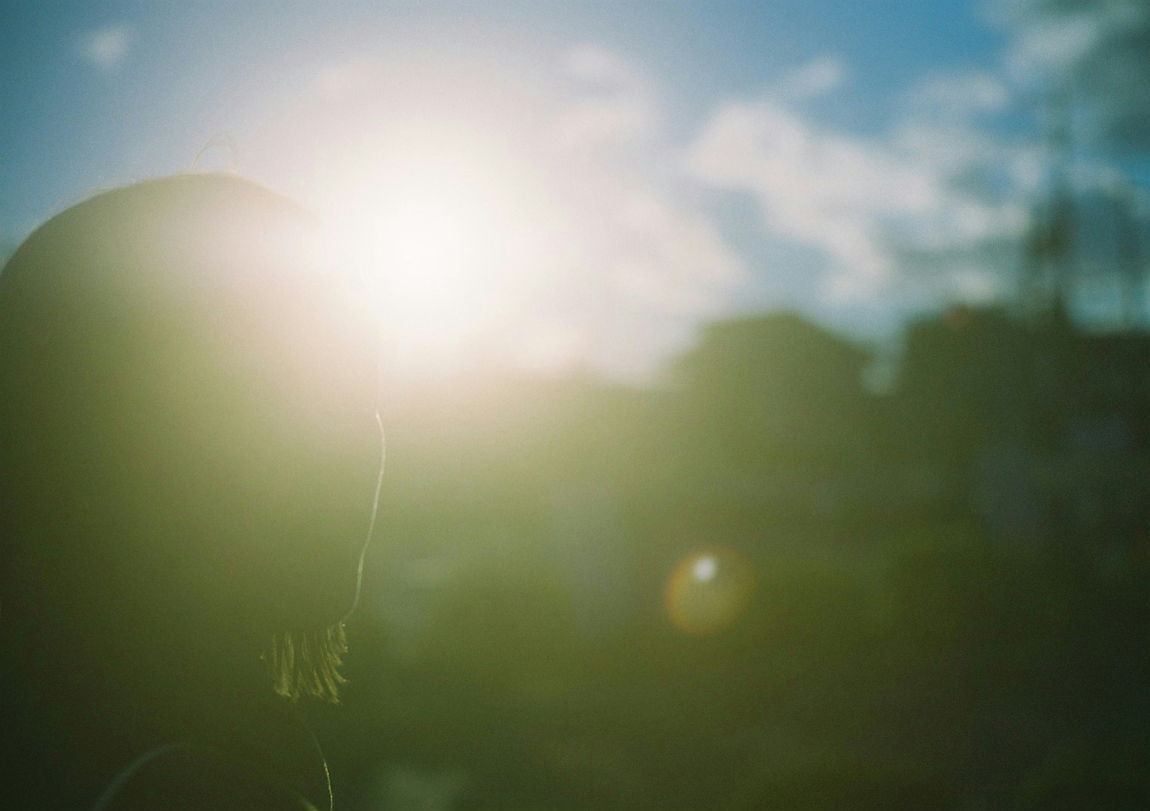 Silhouette of a person with bright sunlight in the background