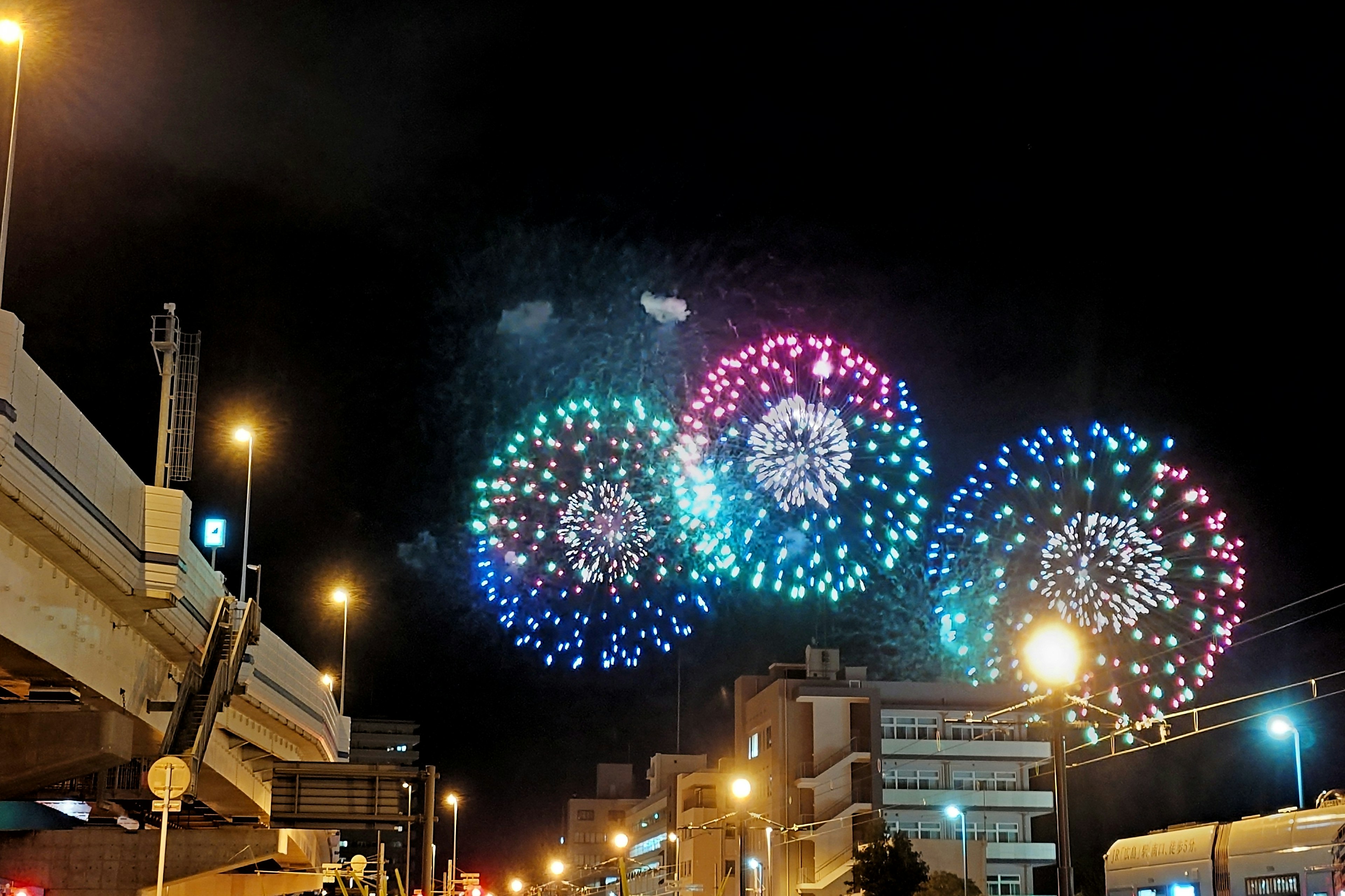 Colorful fireworks lighting up the night sky