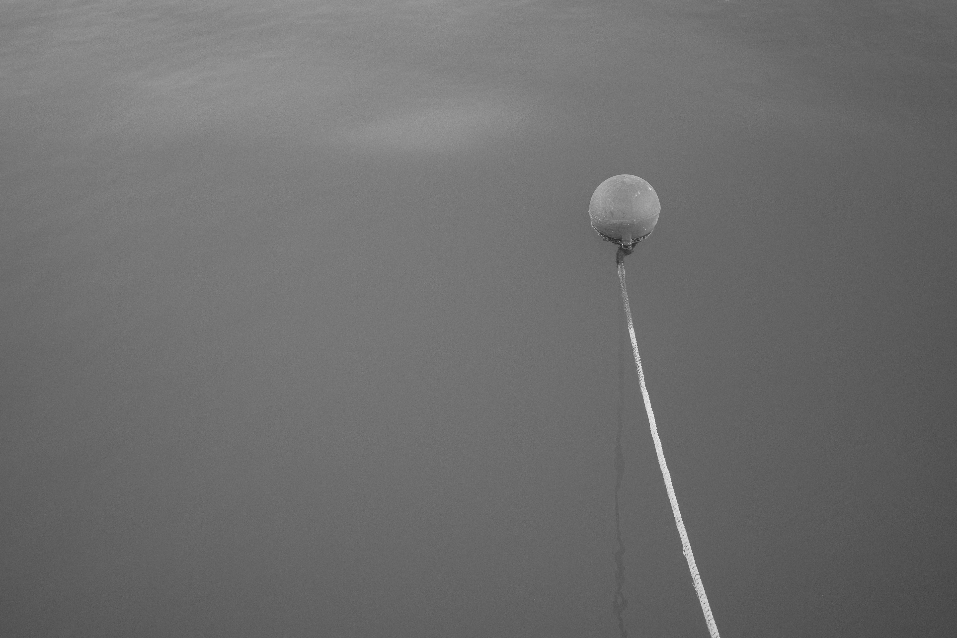 A simple black and white image of a balloon suspended from a thin string