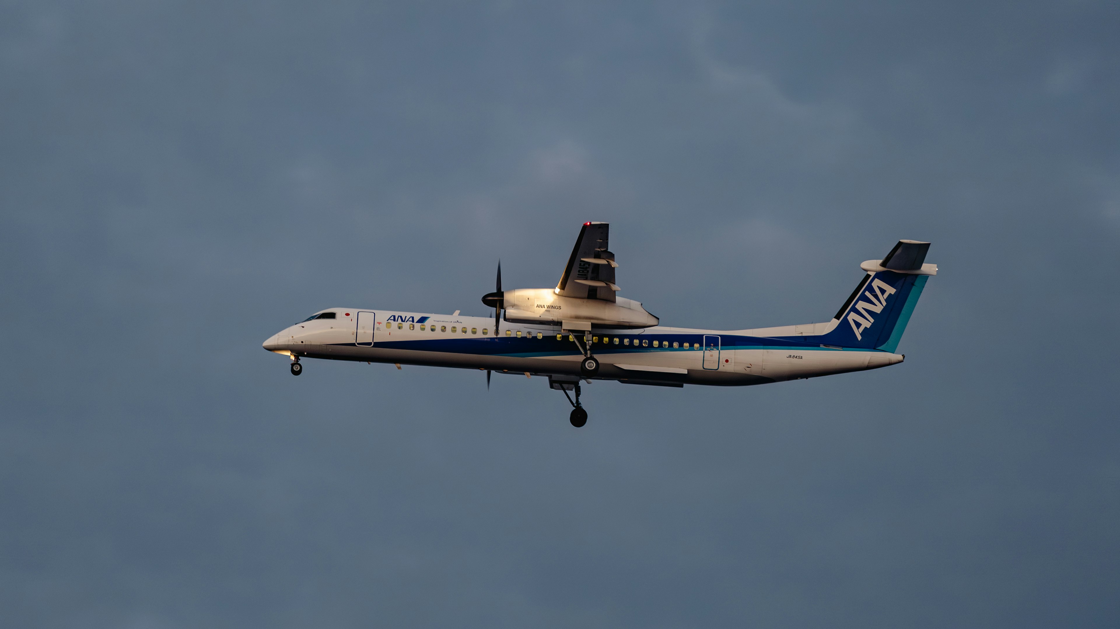 Kleines Propellerflugzeug fliegt im blauen Himmel