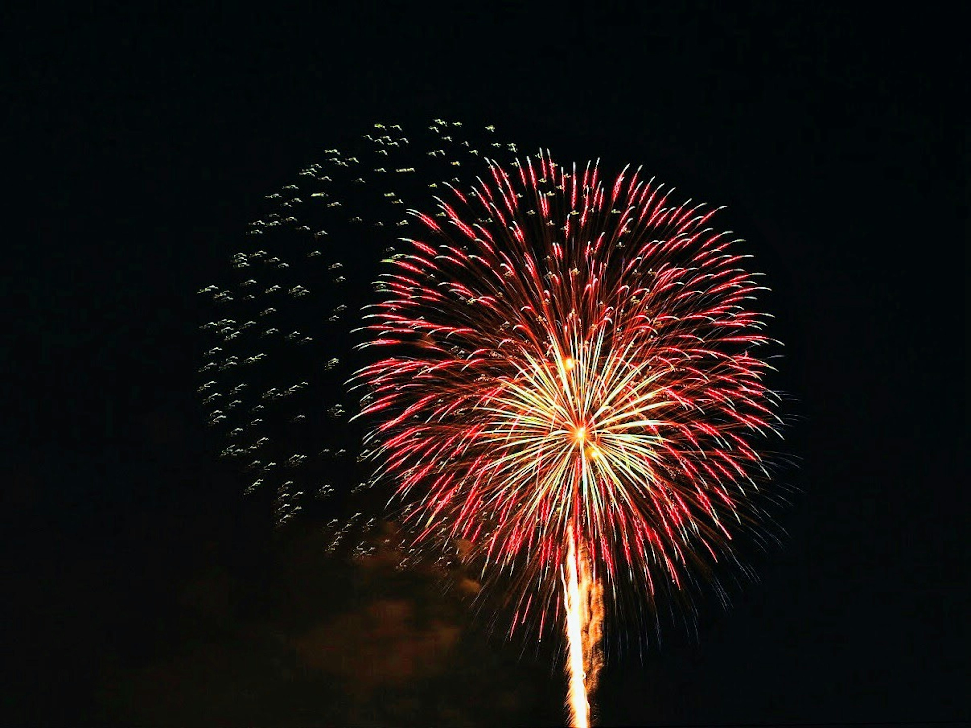 夜空に広がる華やかな花火の爆発