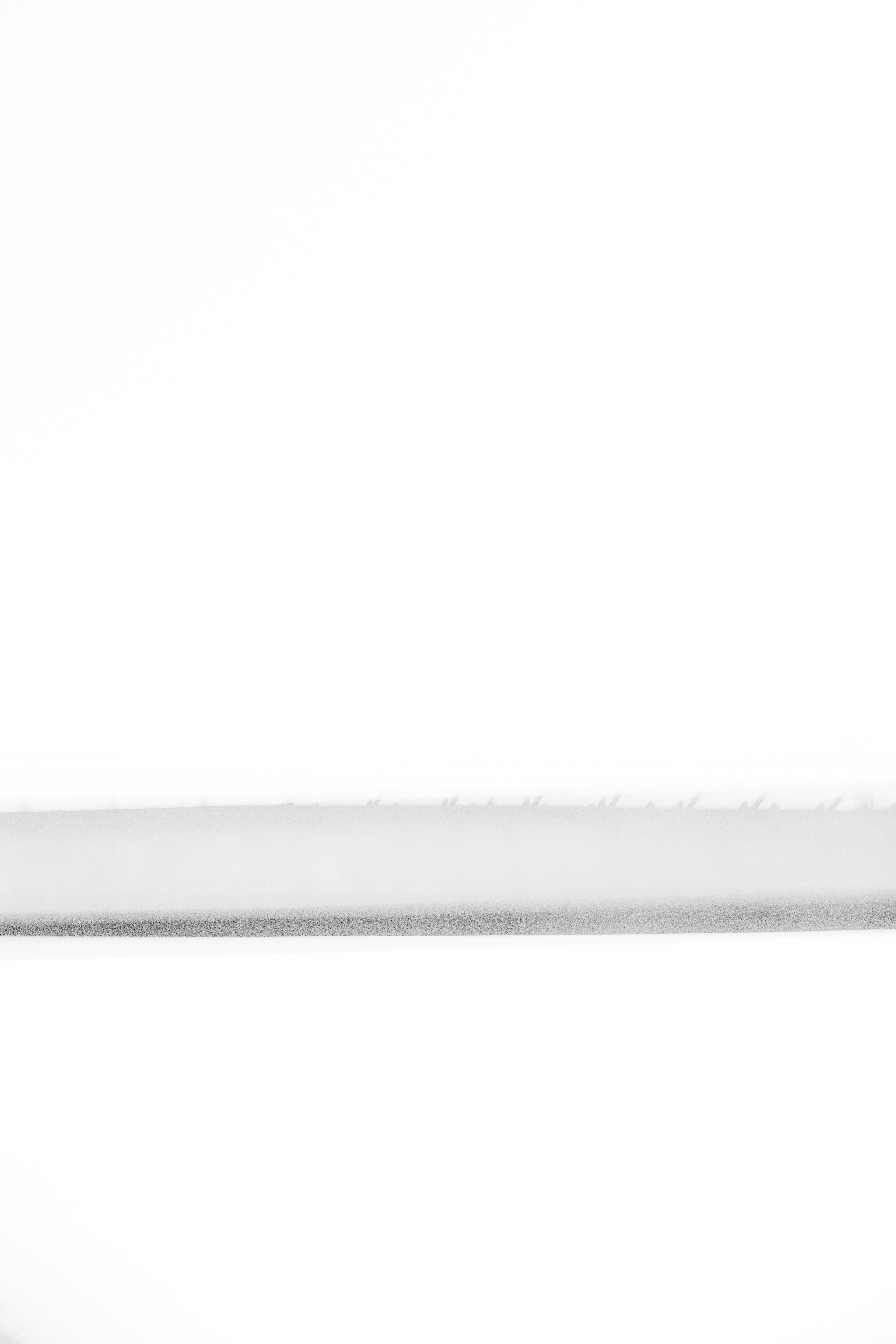 A slender white object against a white background