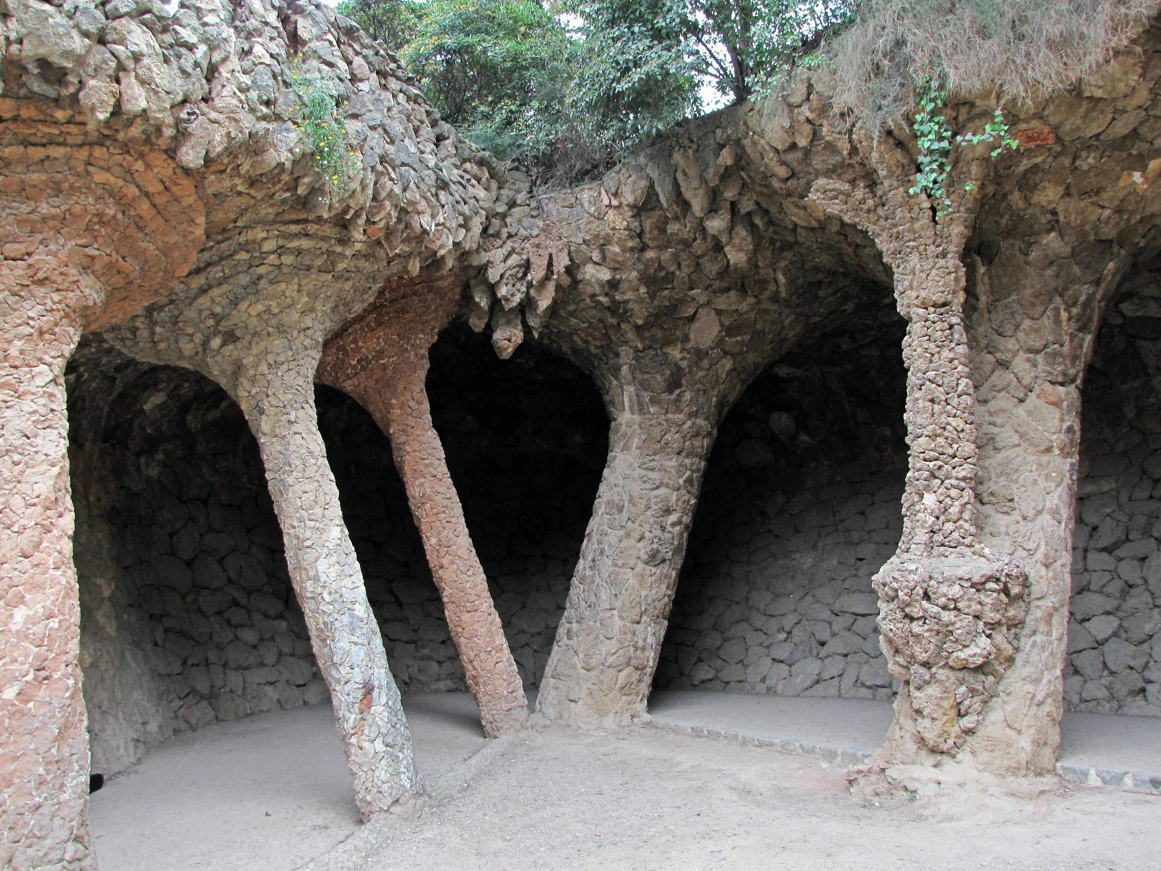 Intérieur d'une grotte avec des piliers uniques