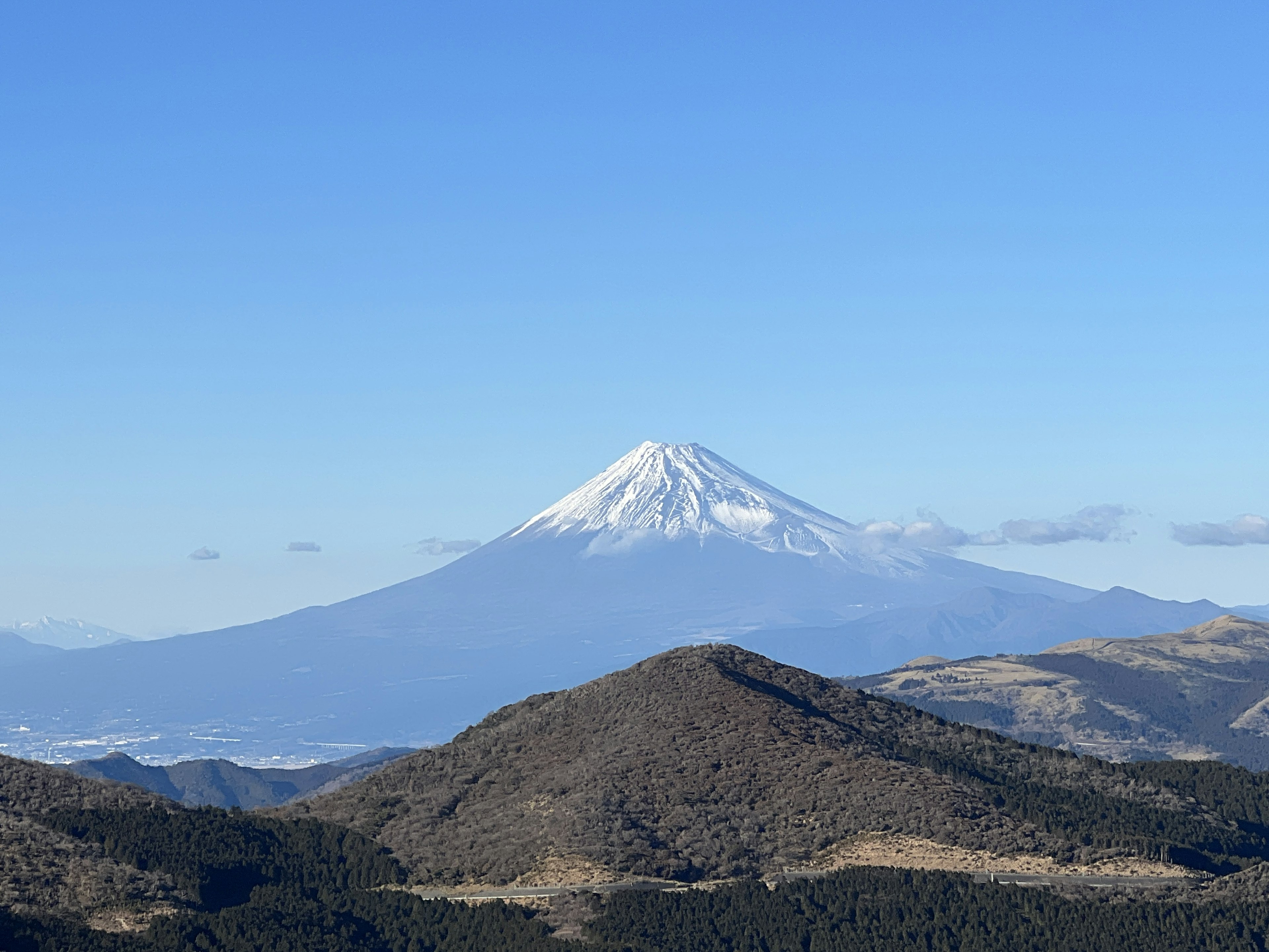 Scenic view of Mount Fuji with snow-capped peak