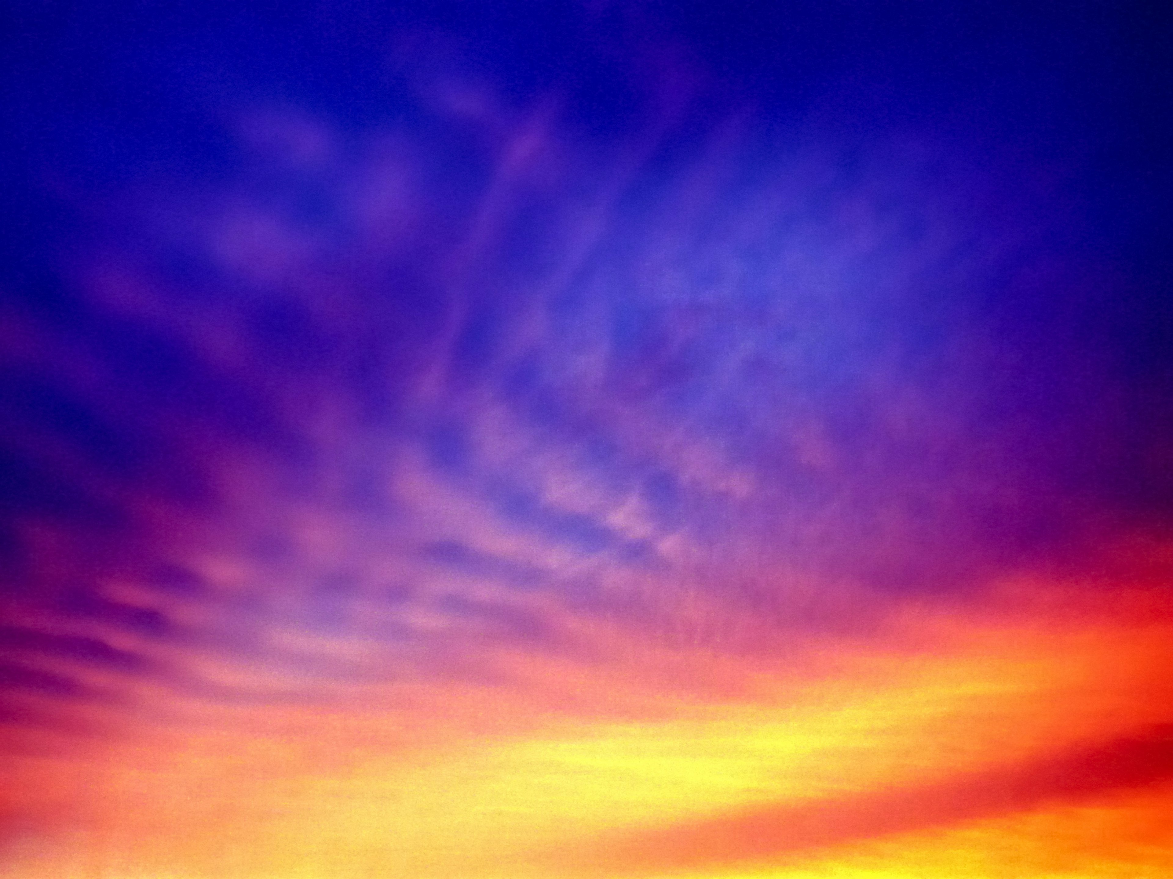 Beautiful sky with gradient of blue and orange hues