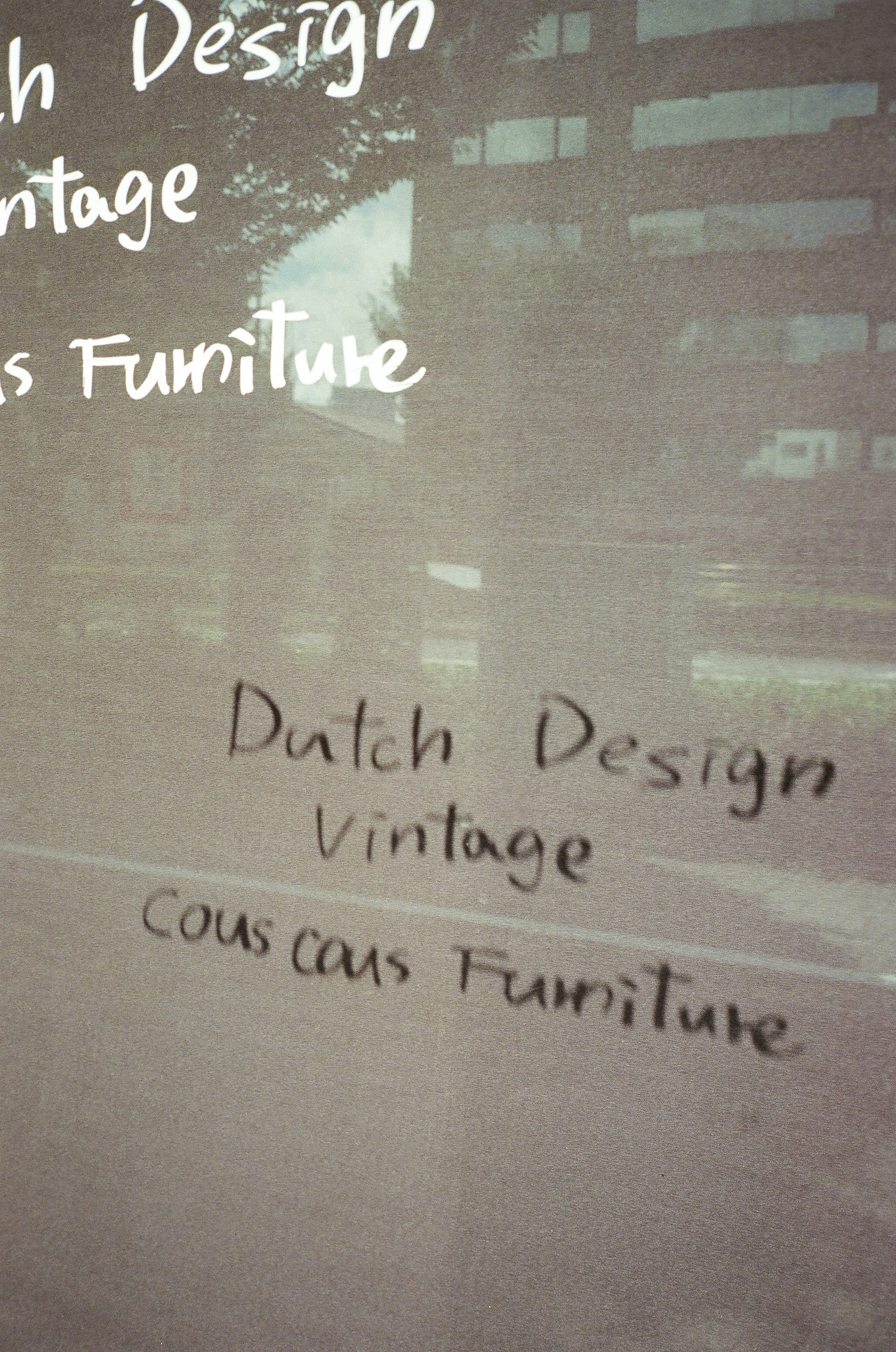 Handwritten message featuring Dutch Design Vintage Furniture