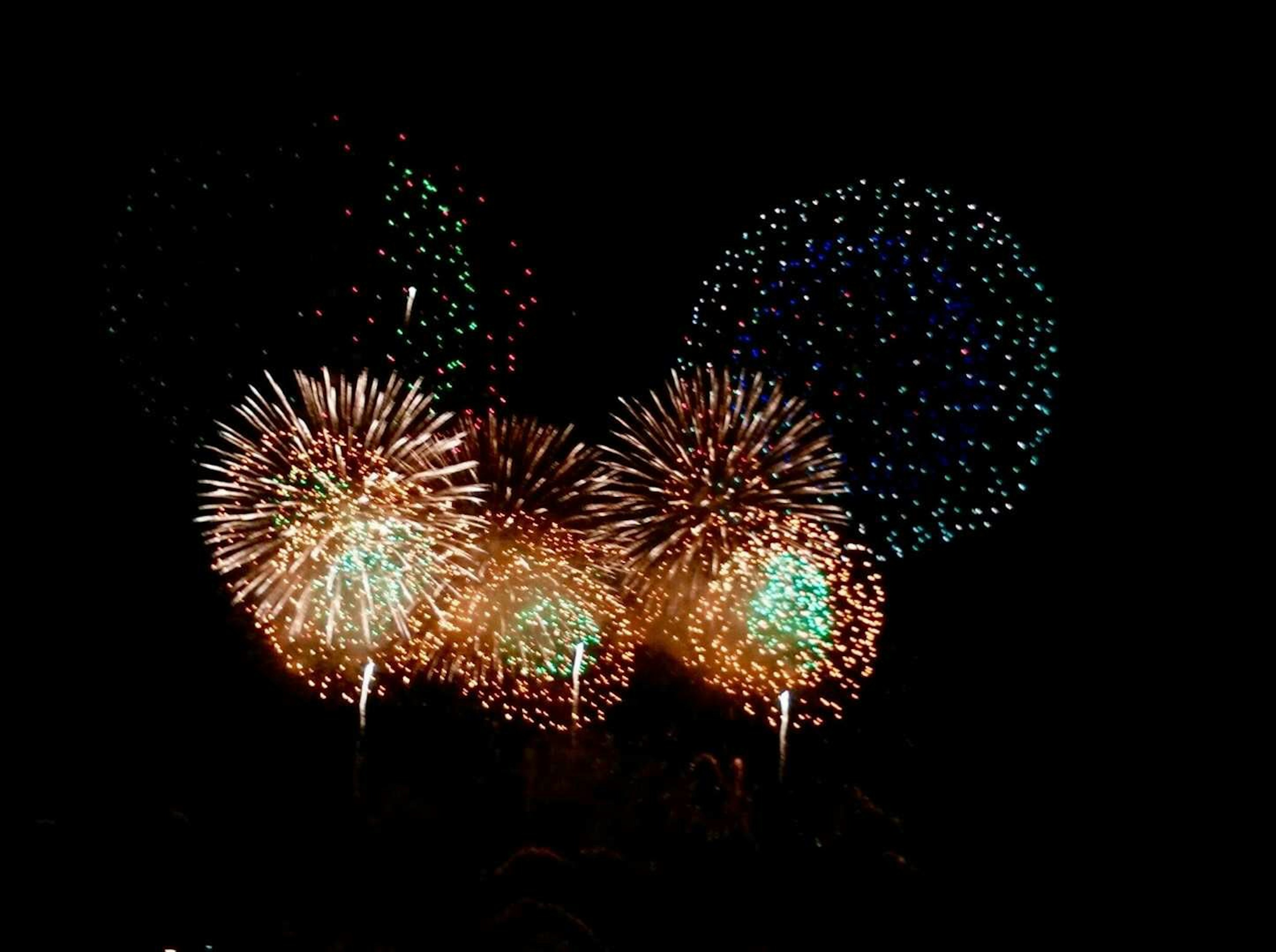 Colorful fireworks display lighting up the night sky