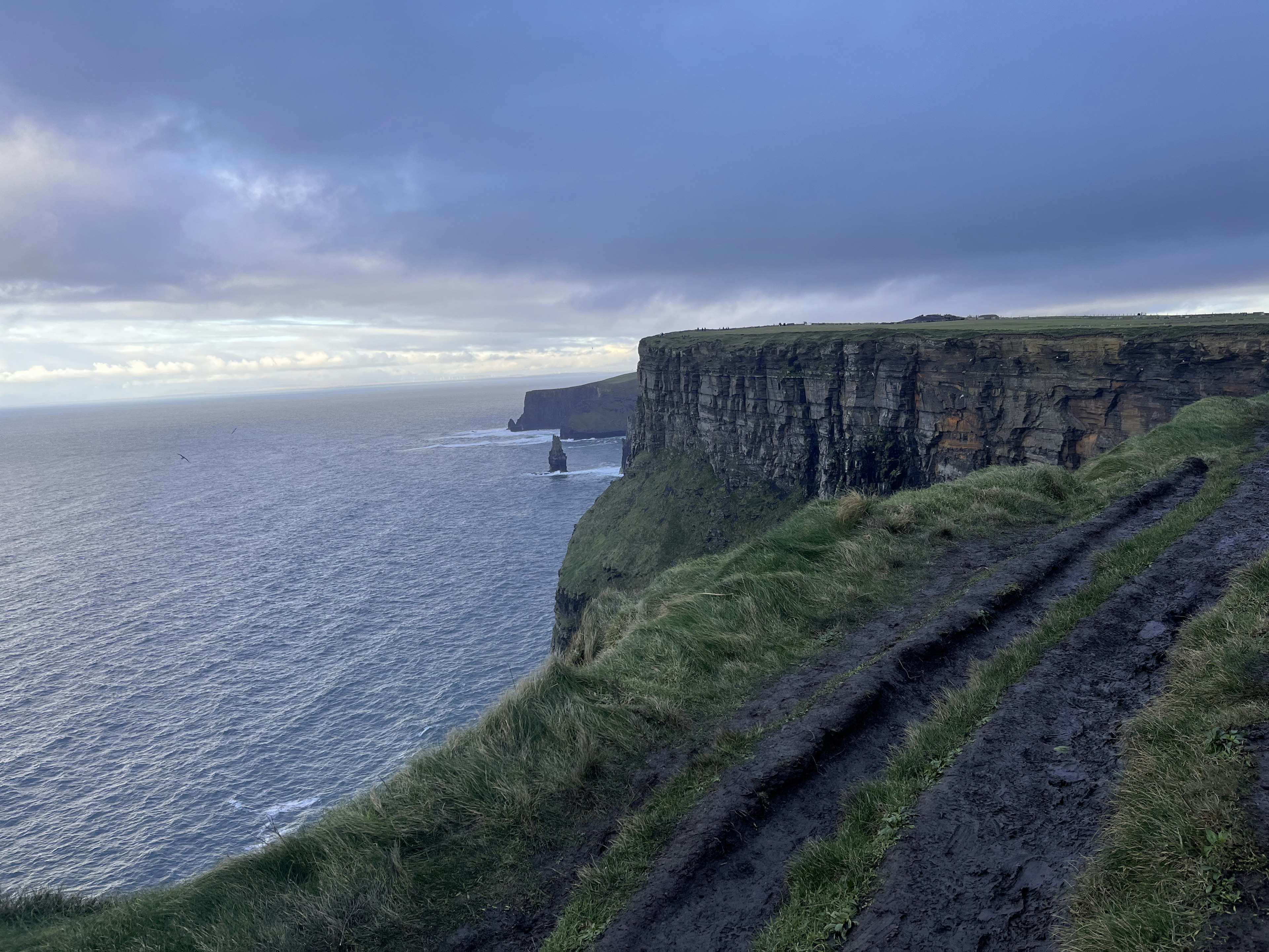 Scenic view of cliffs and coastline overlooking the ocean