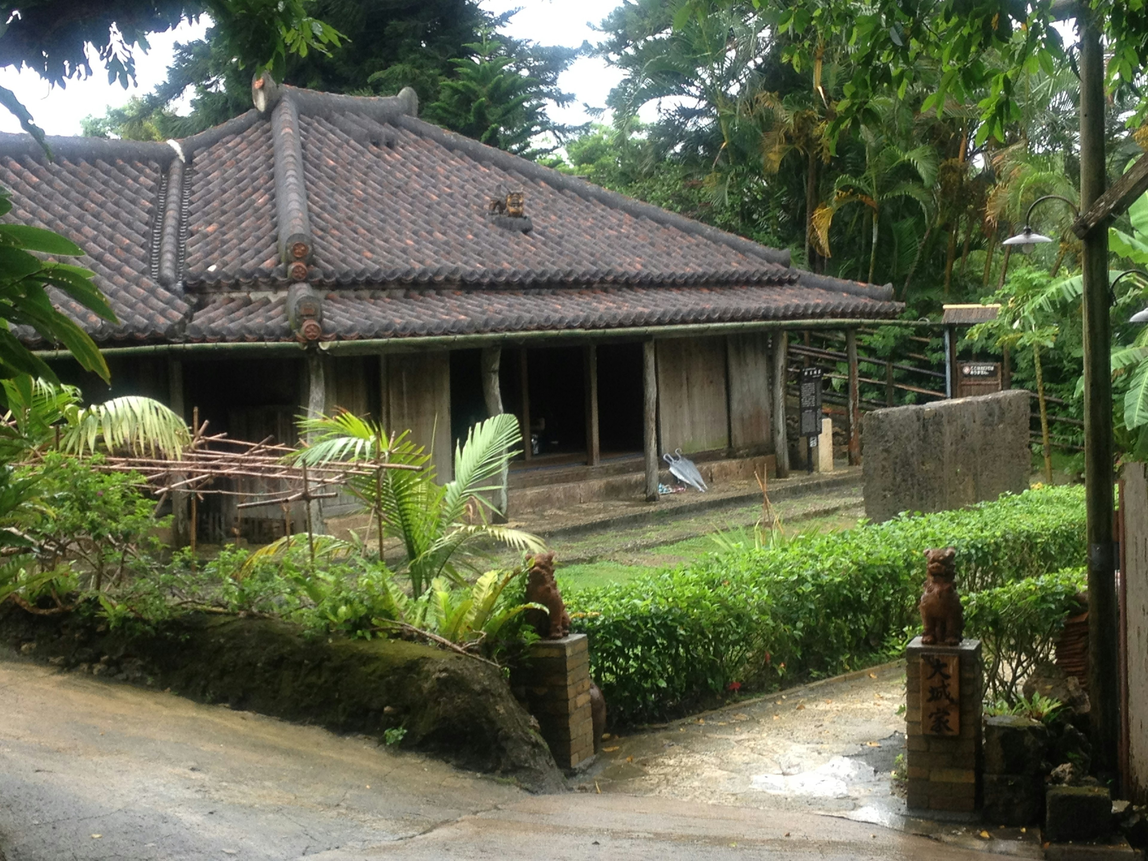 Traditional Indonesian house surrounded by lush greenery