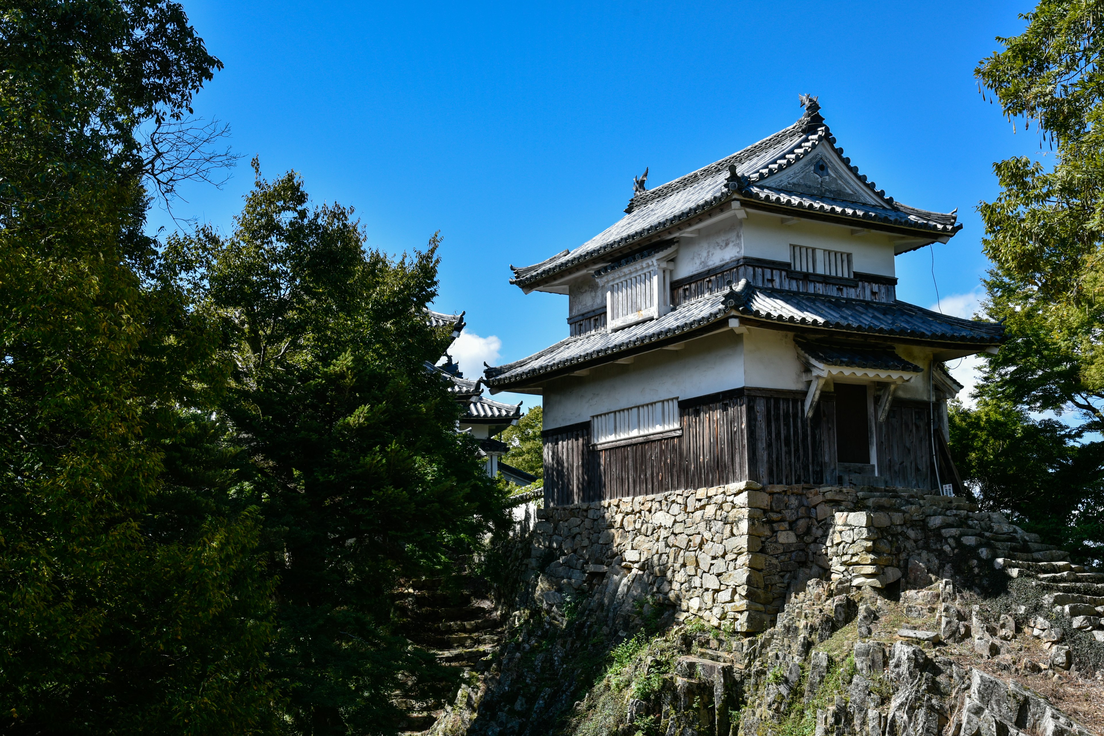 Bild eines schönen japanischen Schlosses unter einem blauen Himmel