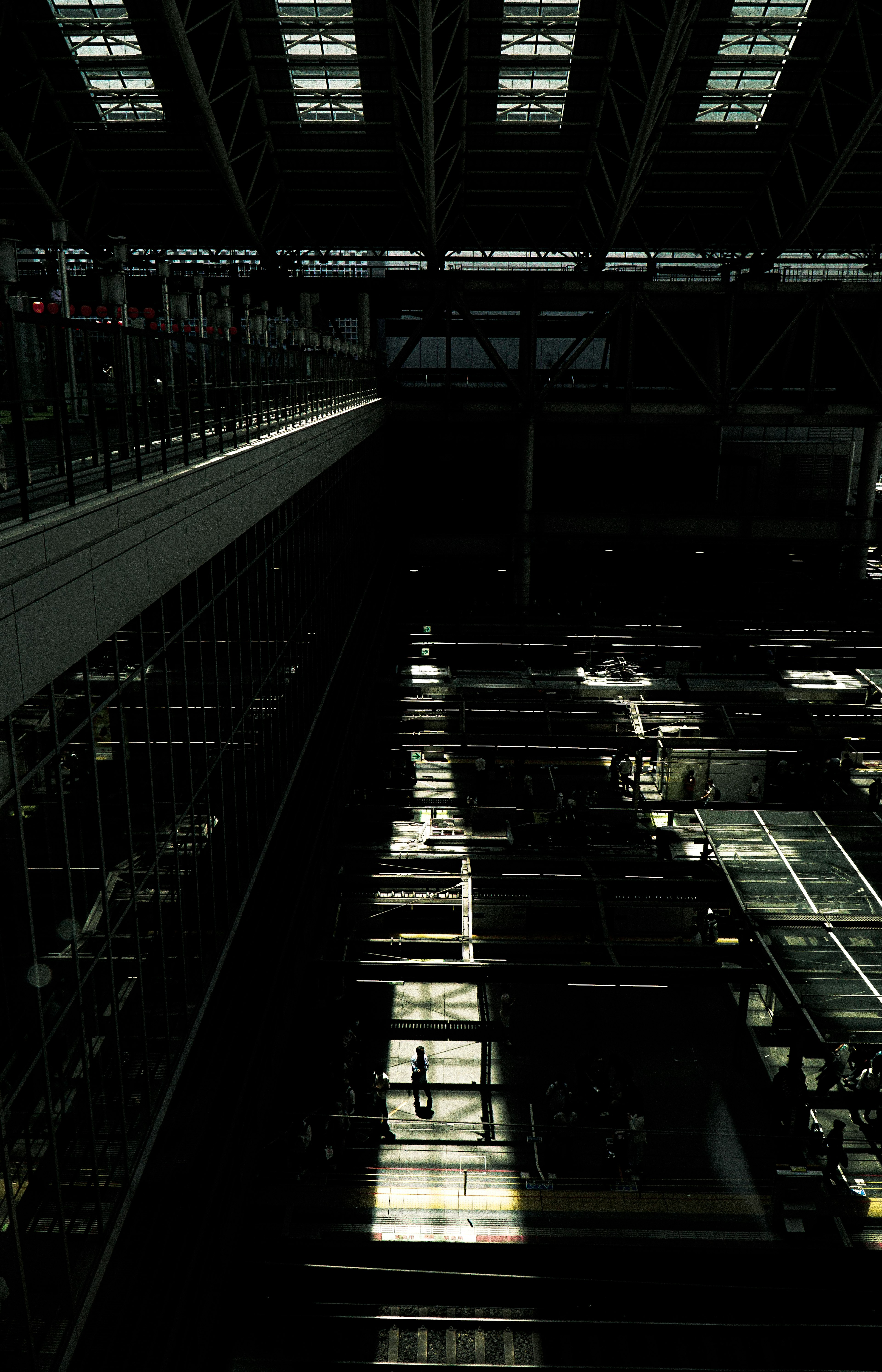 Interior of a building with striking light and shadow contrasts