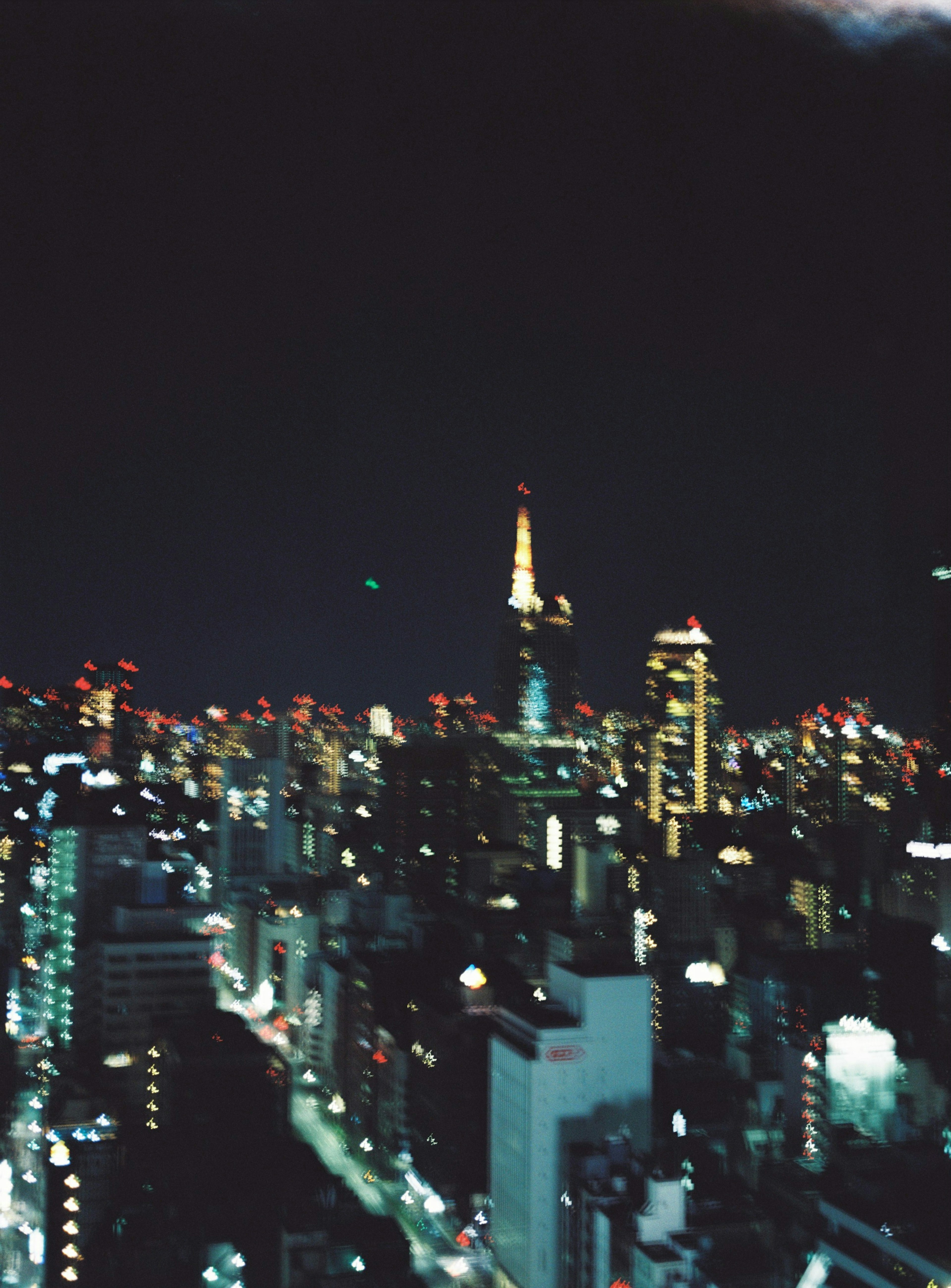 Night view of Tokyo skyline with illuminated buildings