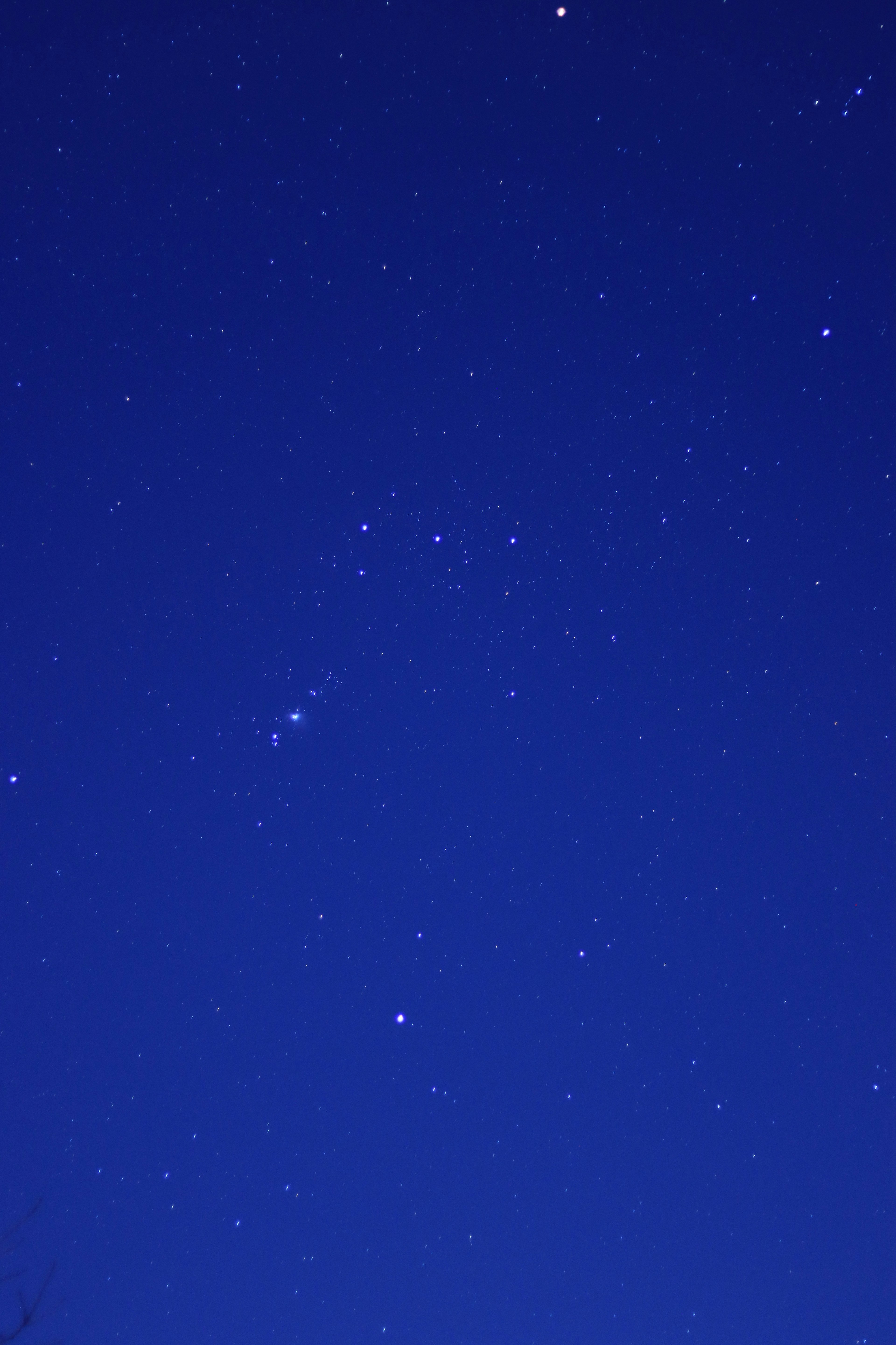 Hermosa vista de estrellas brillando en un cielo azul profundo