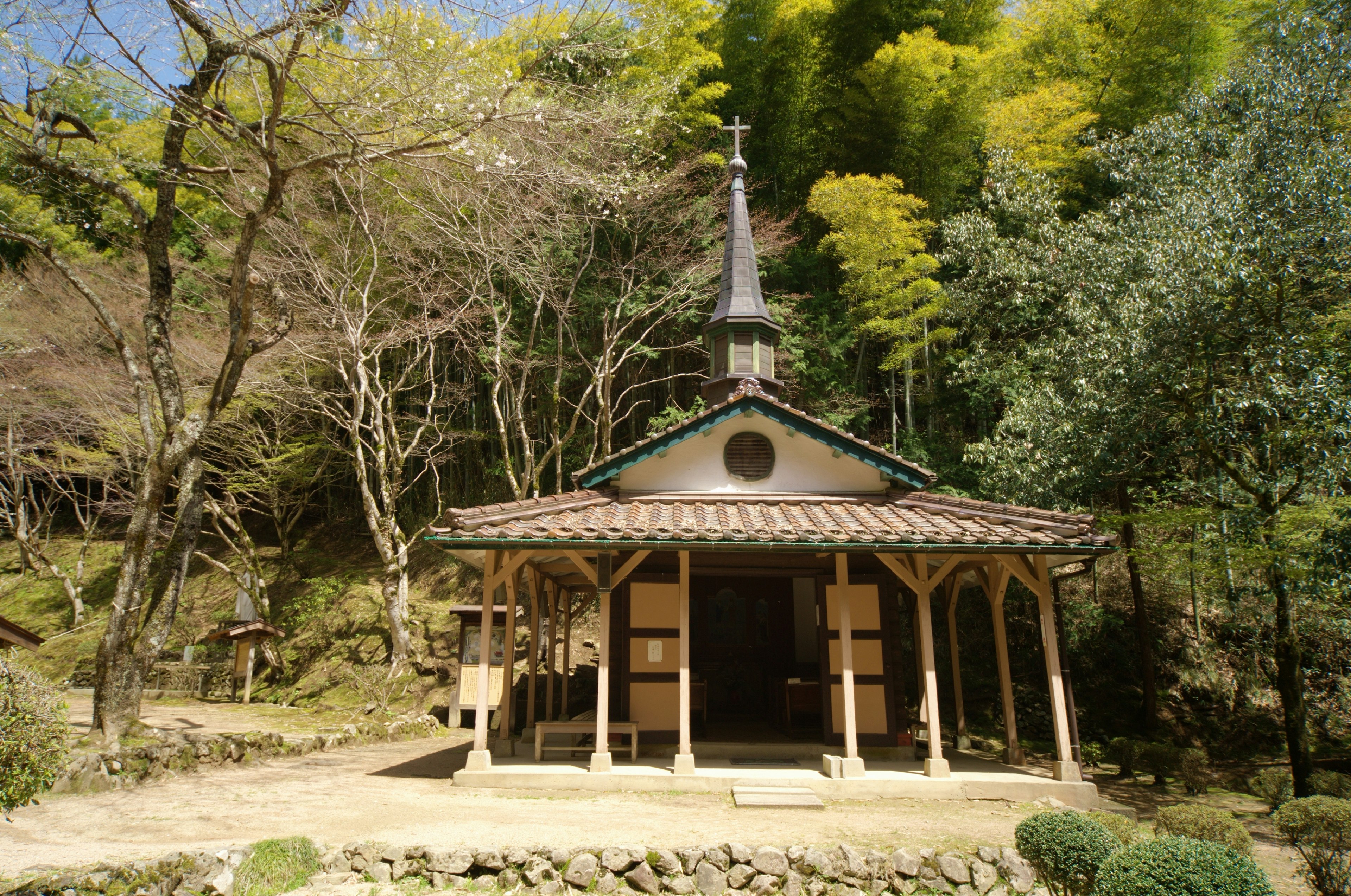 Small church surrounded by beautiful nature