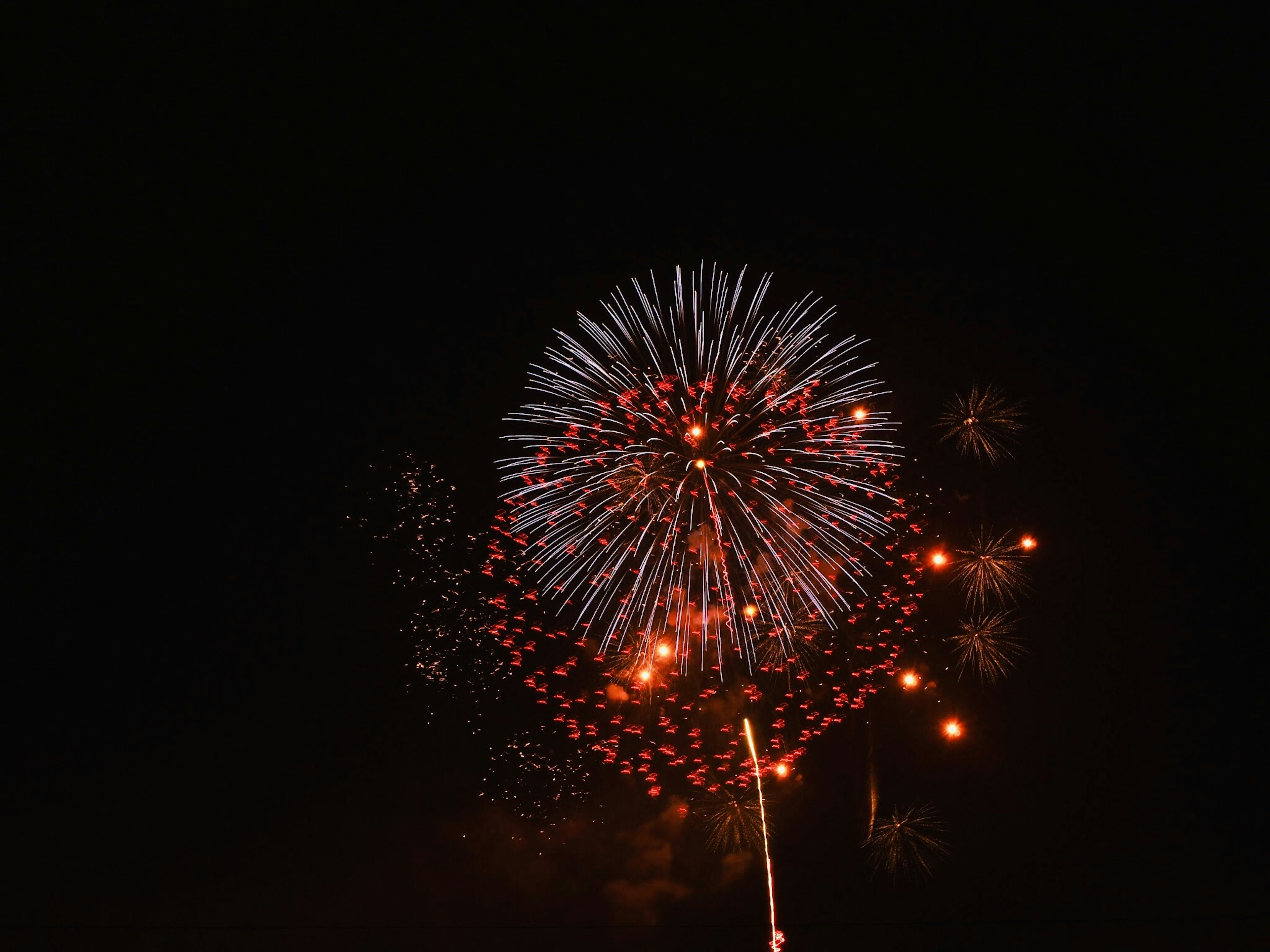 Beautiful explosion of fireworks in the night sky