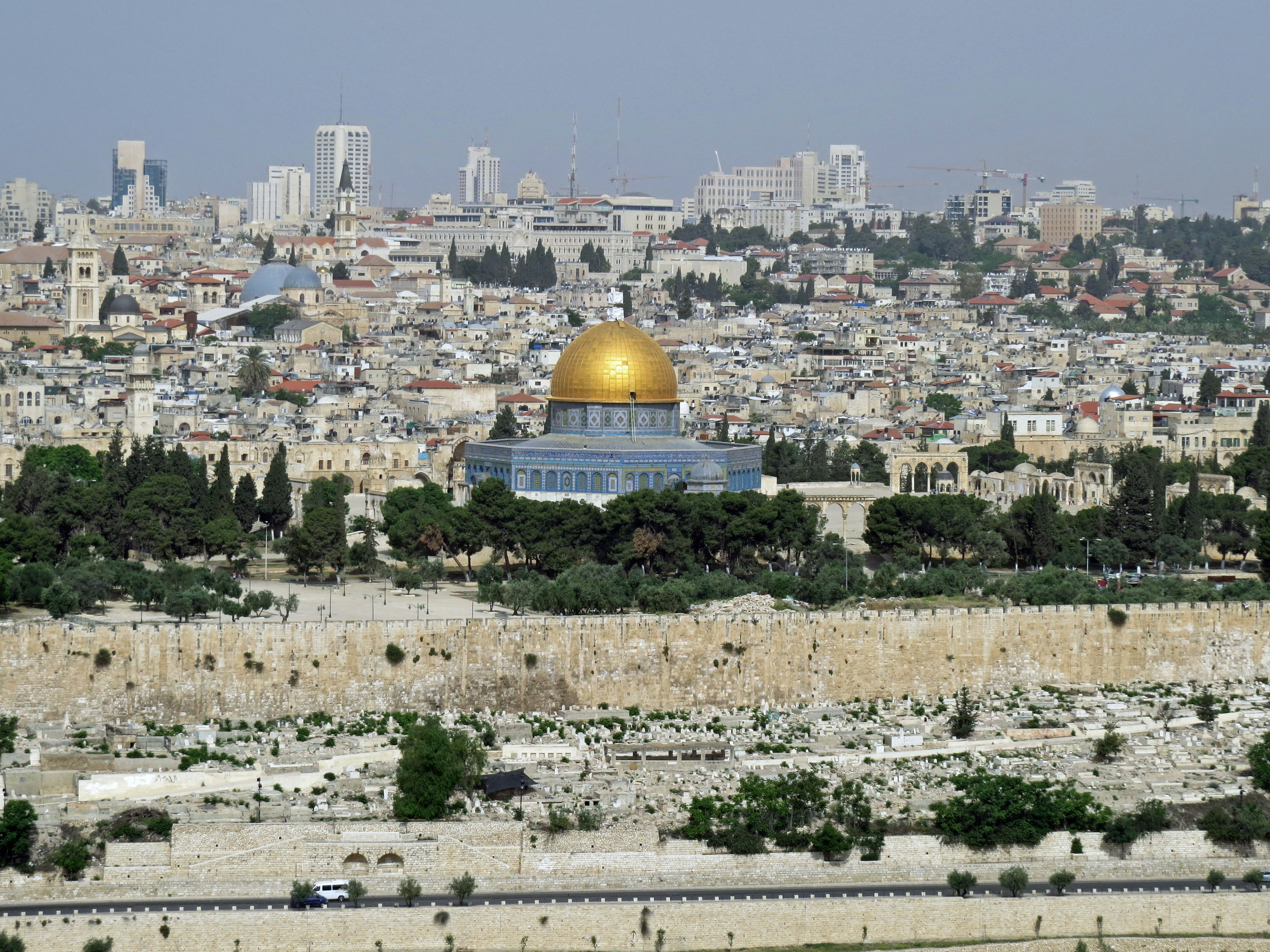 Golden Dome of the Rock in Jerusalem with cityscape