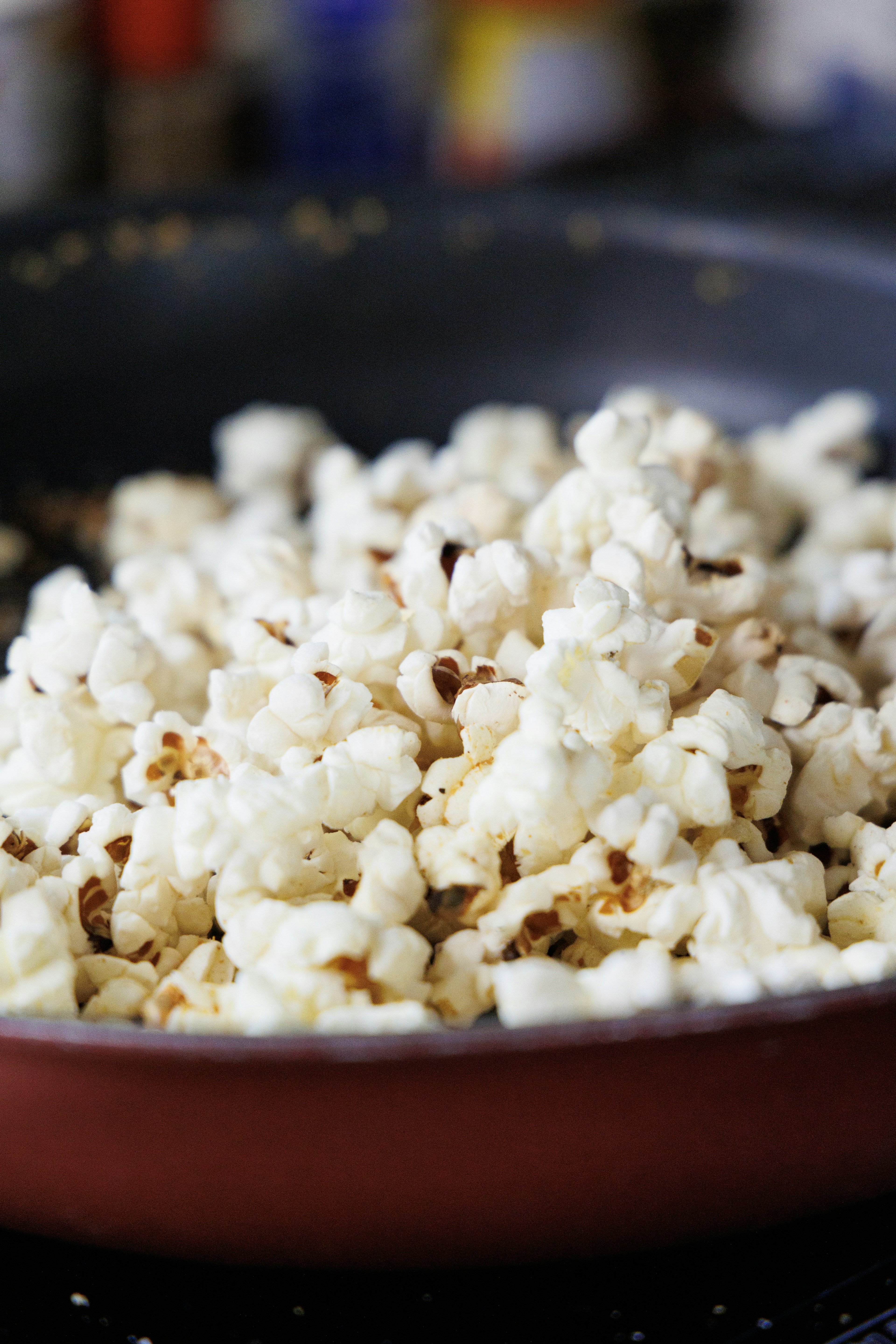 Popcorn popping in a skillet