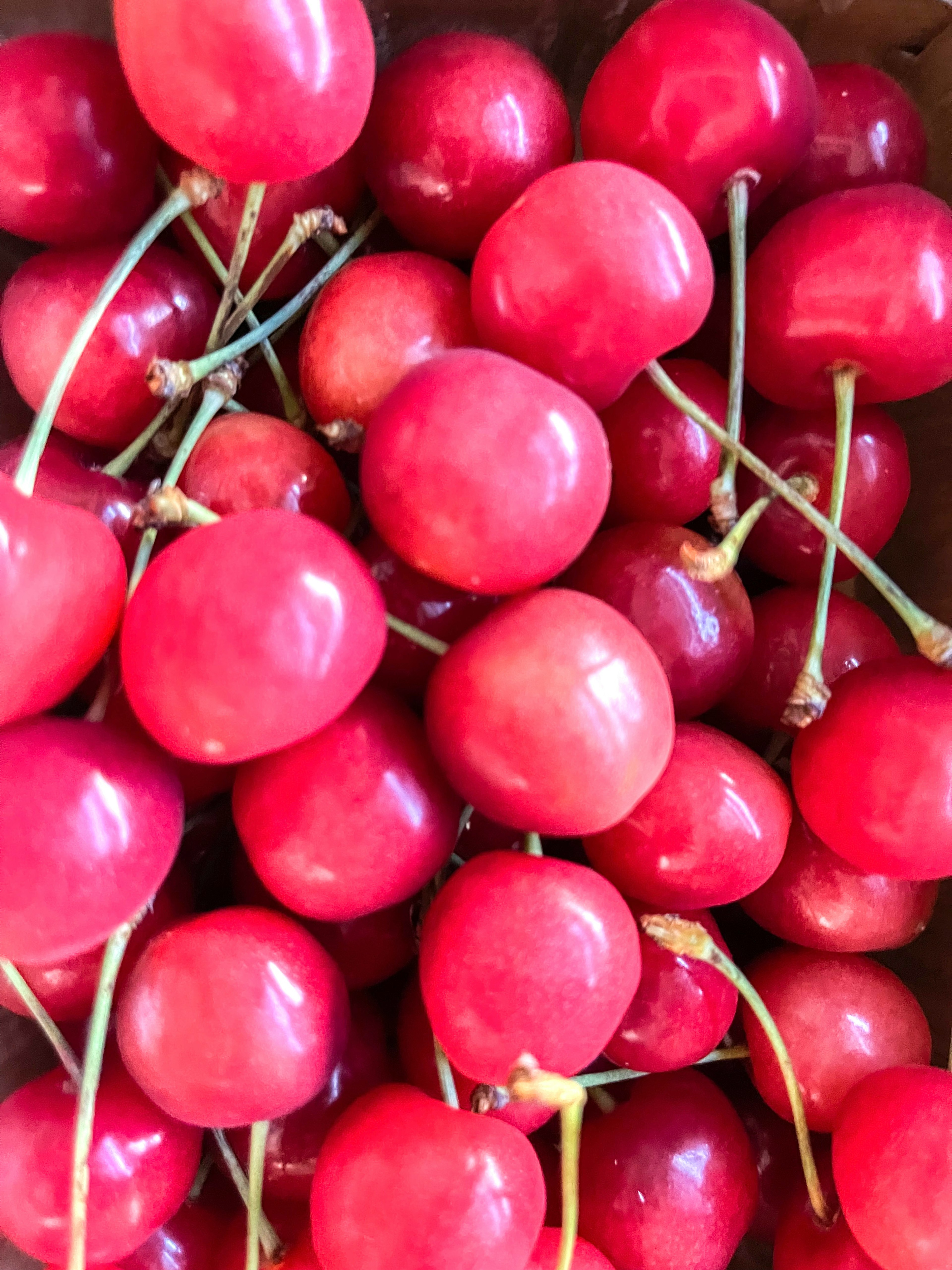 Cerezas rojas vibrantes agrupadas en un tazón