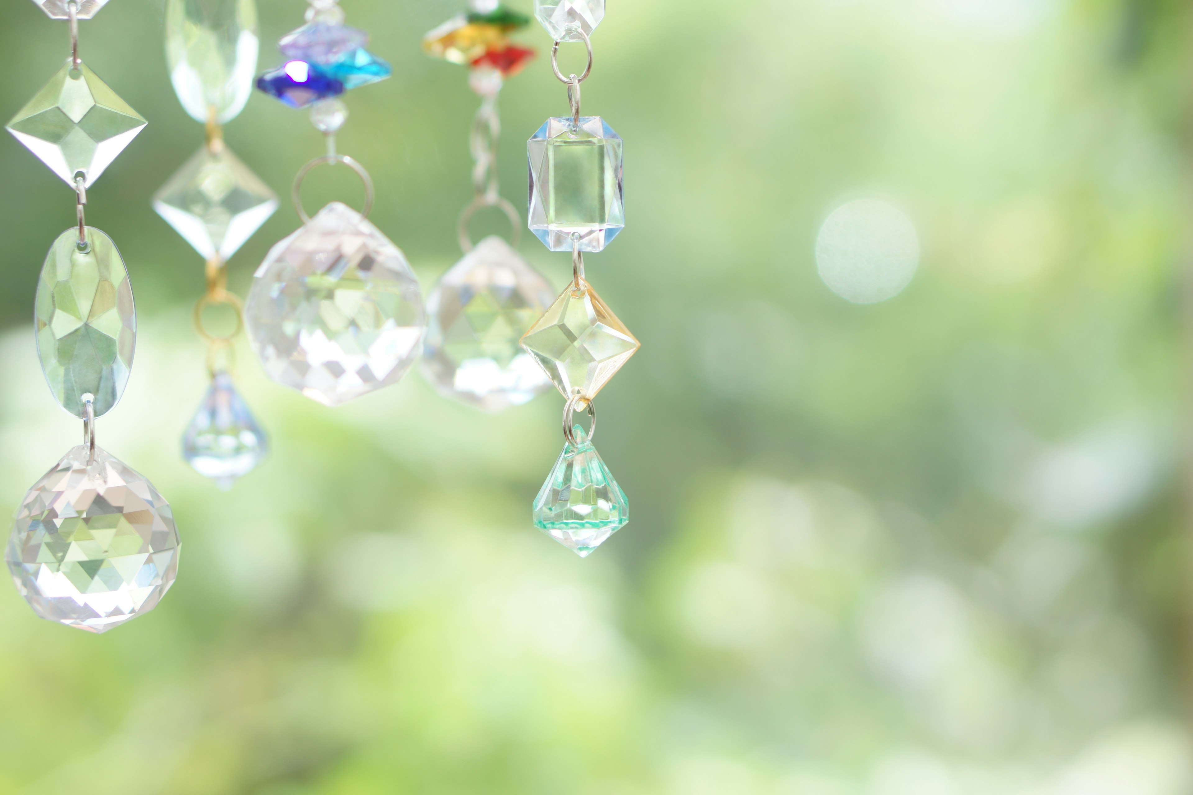 Beautiful image of colorful crystals hanging