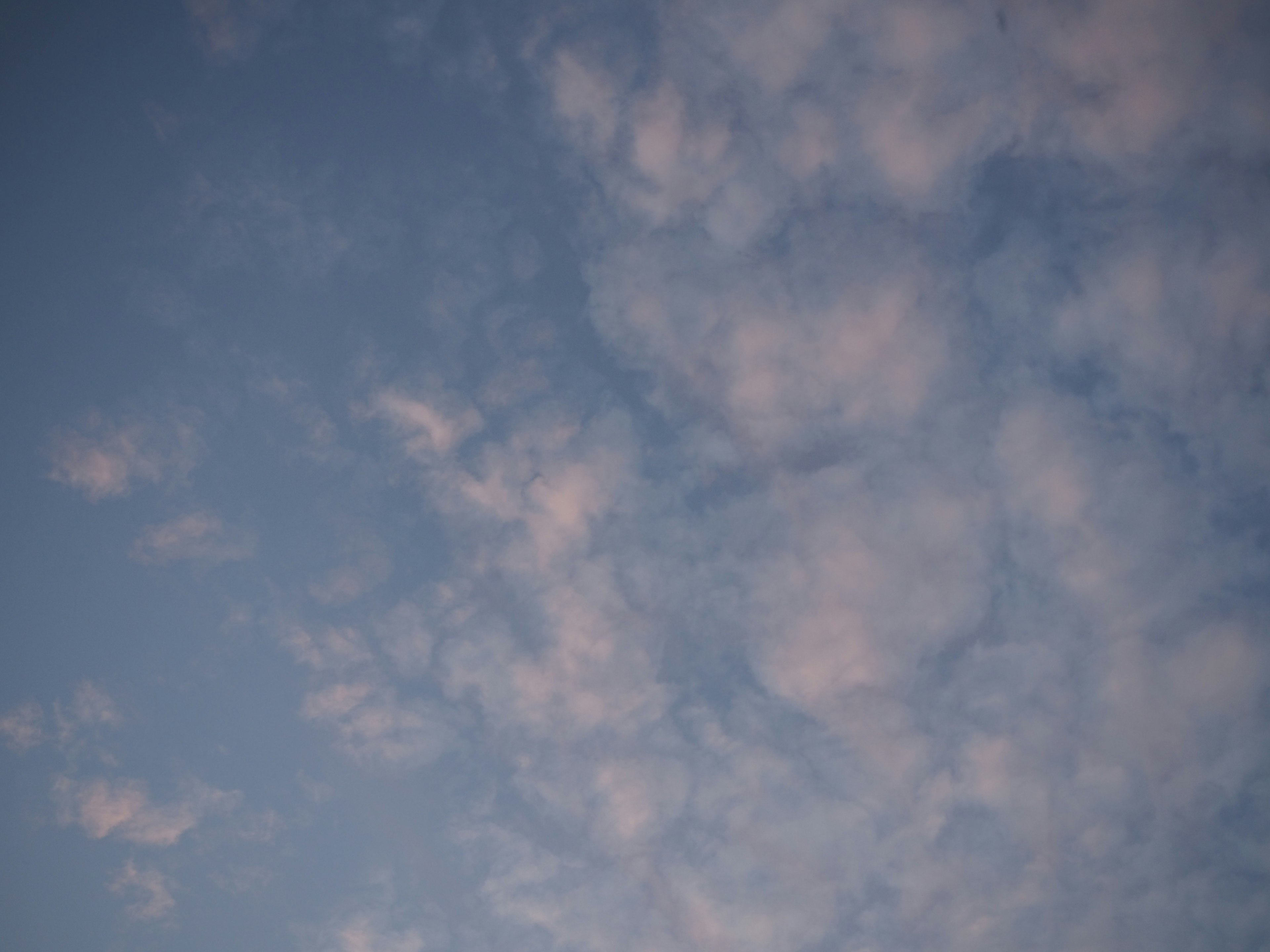 A sky filled with soft clouds against a blue backdrop