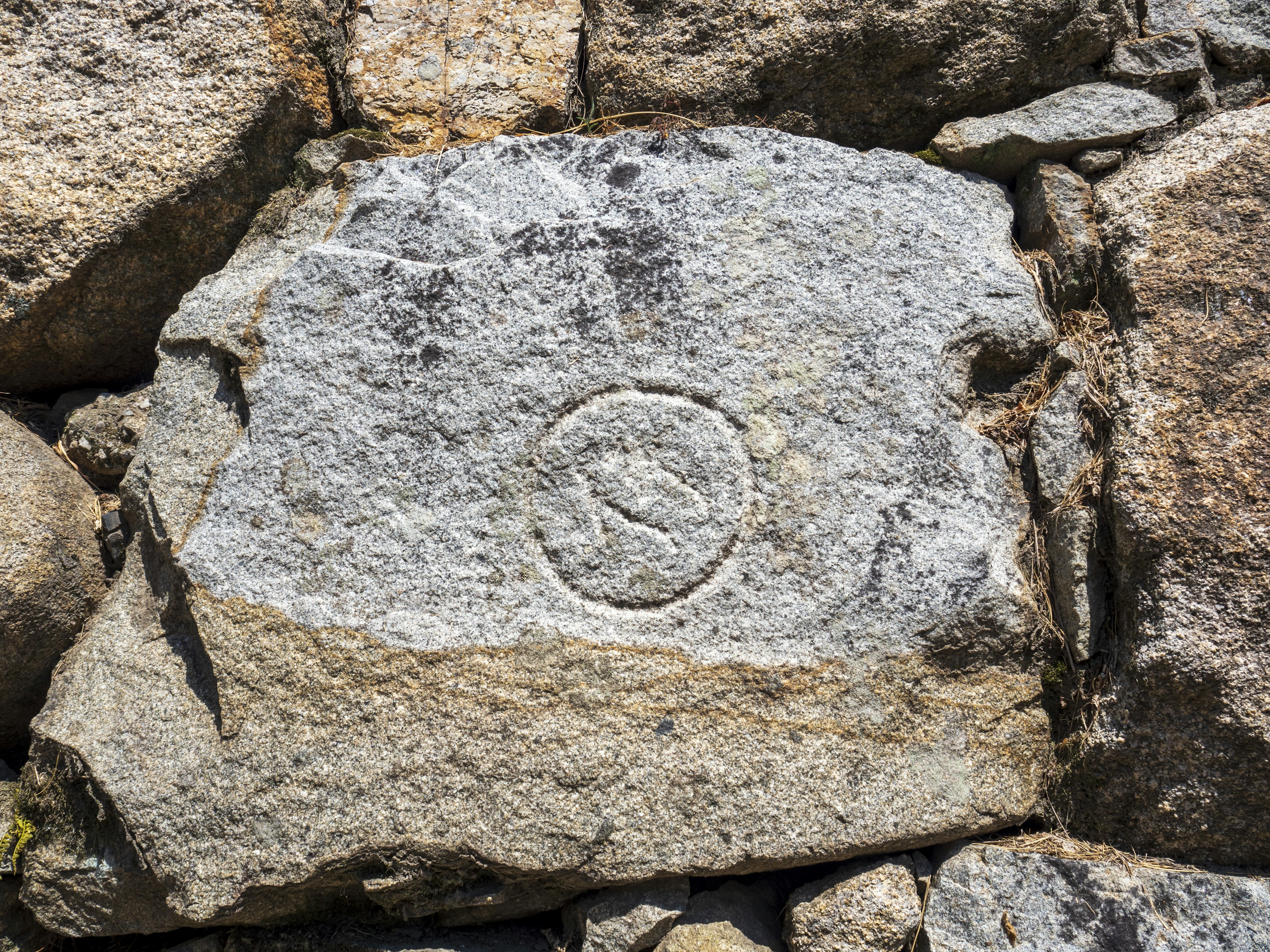 Piedra antigua con un grabado circular en la superficie