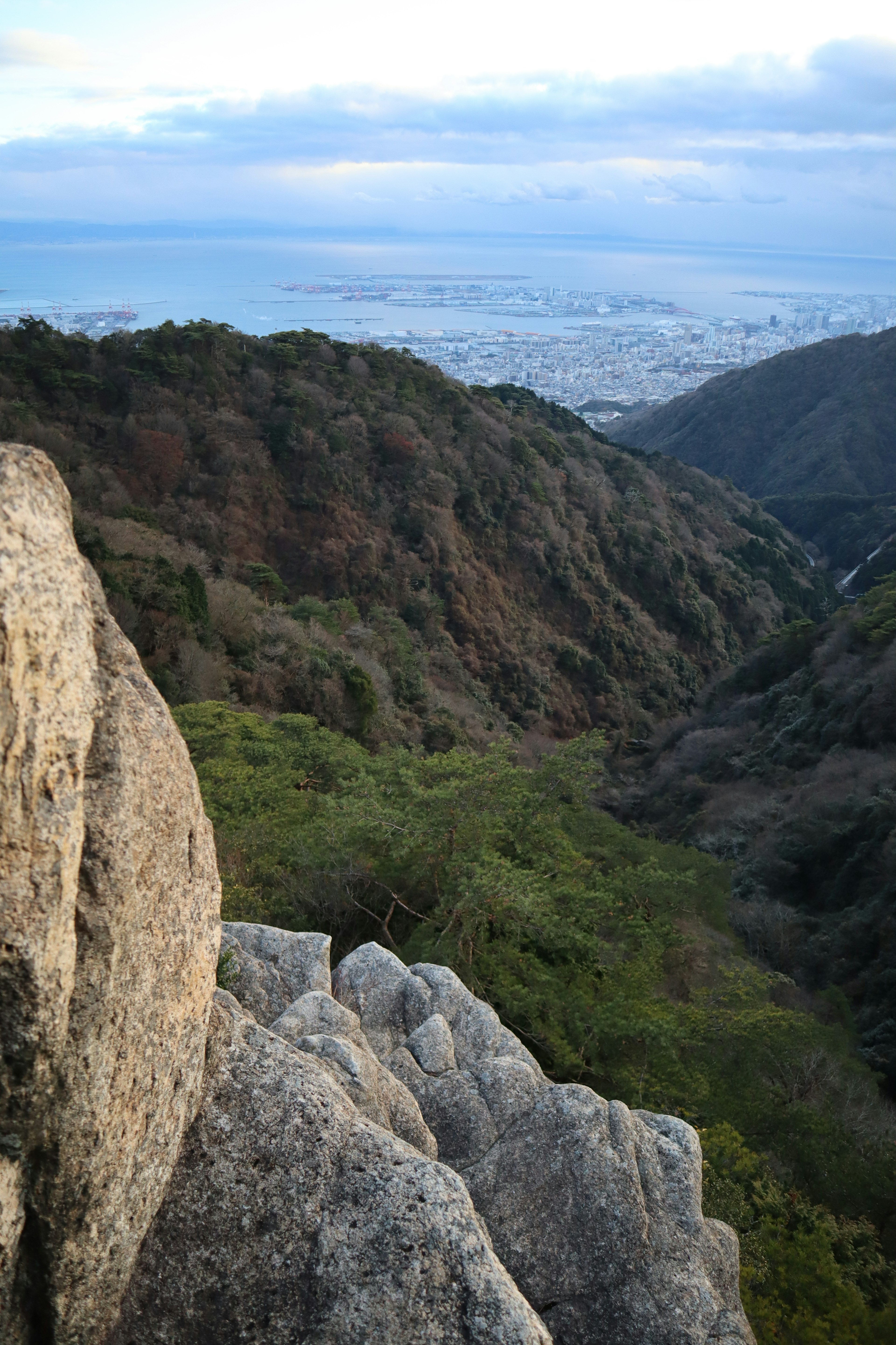 從山頂俯瞰山谷和綠色植被的景色