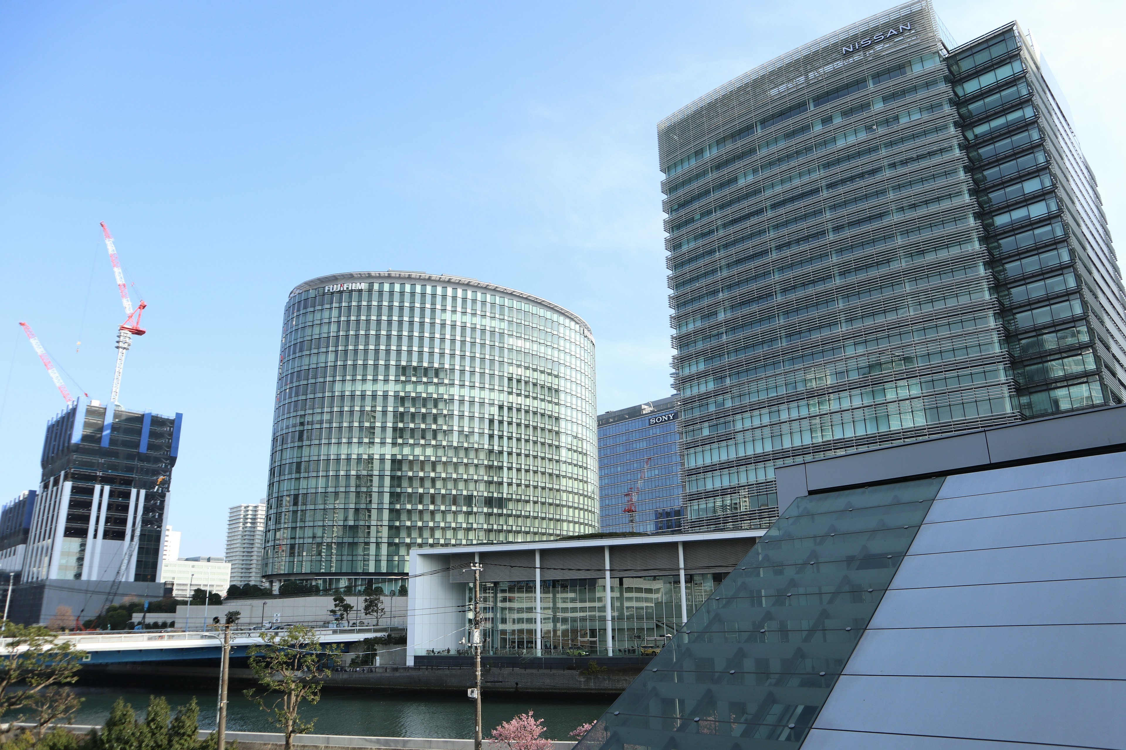 Modern buildings with a clear blue sky