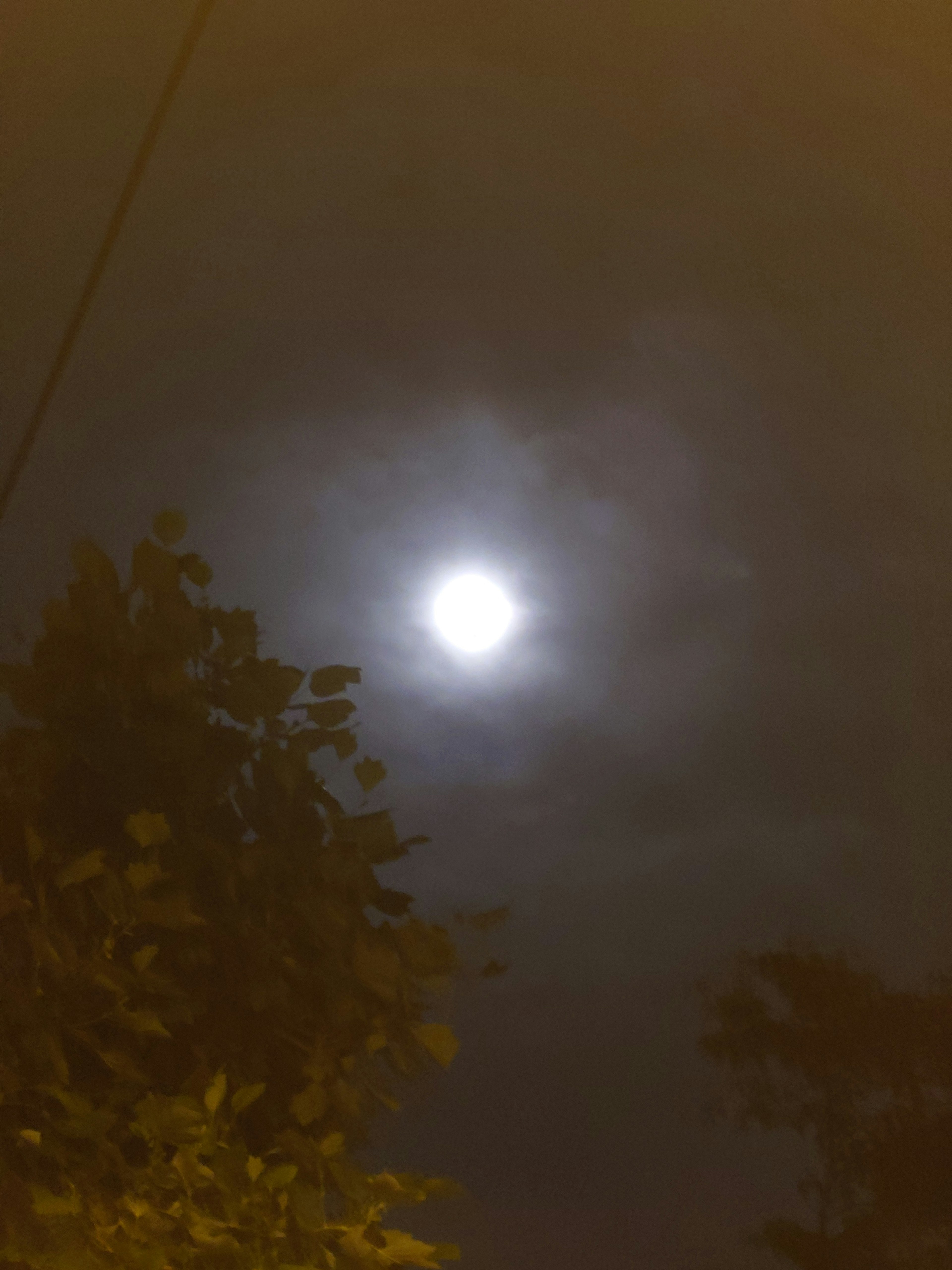 夜空に浮かぶ月と雲のシルエット