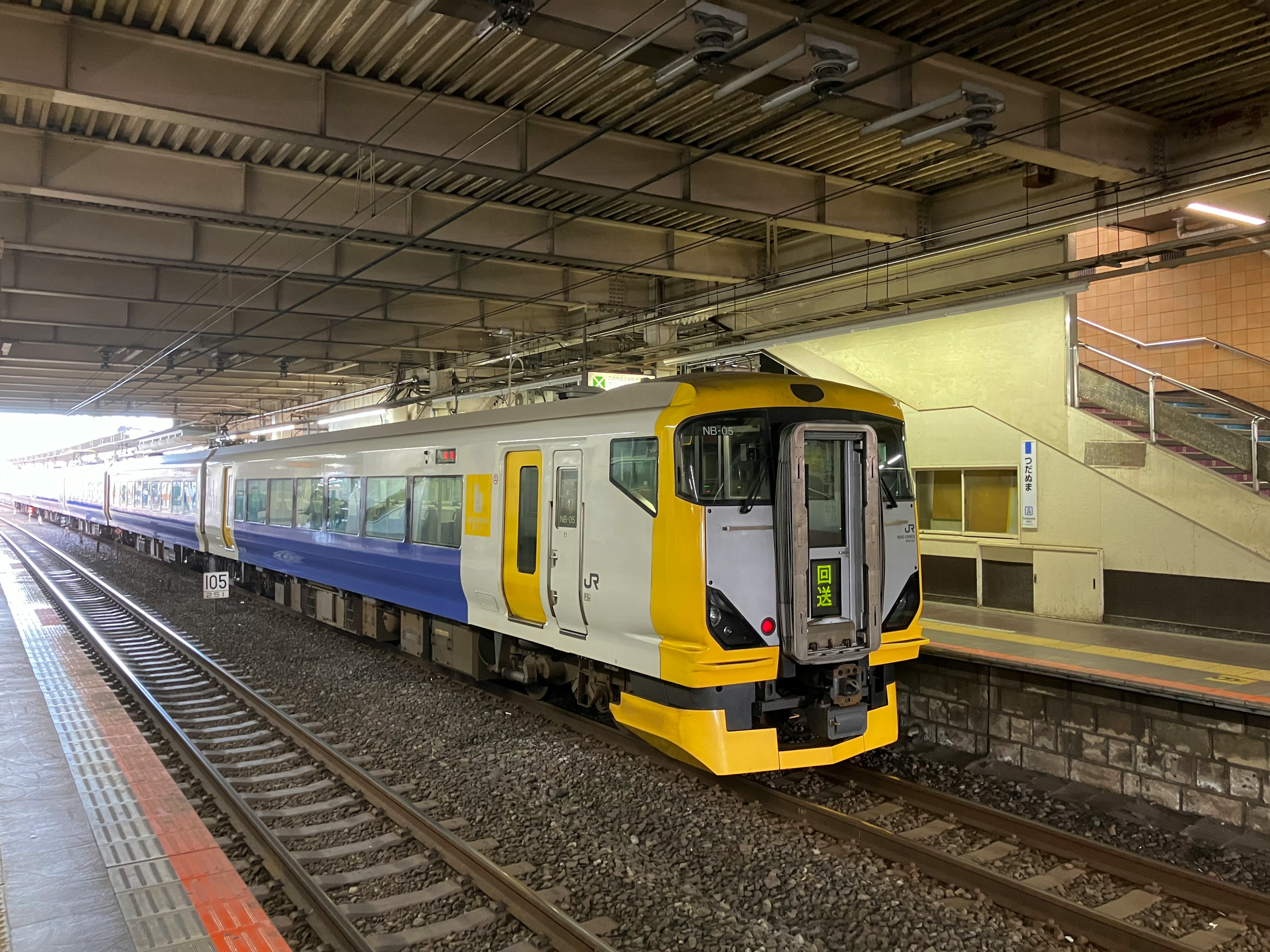 Treno in stazione di colore giallo e bianco