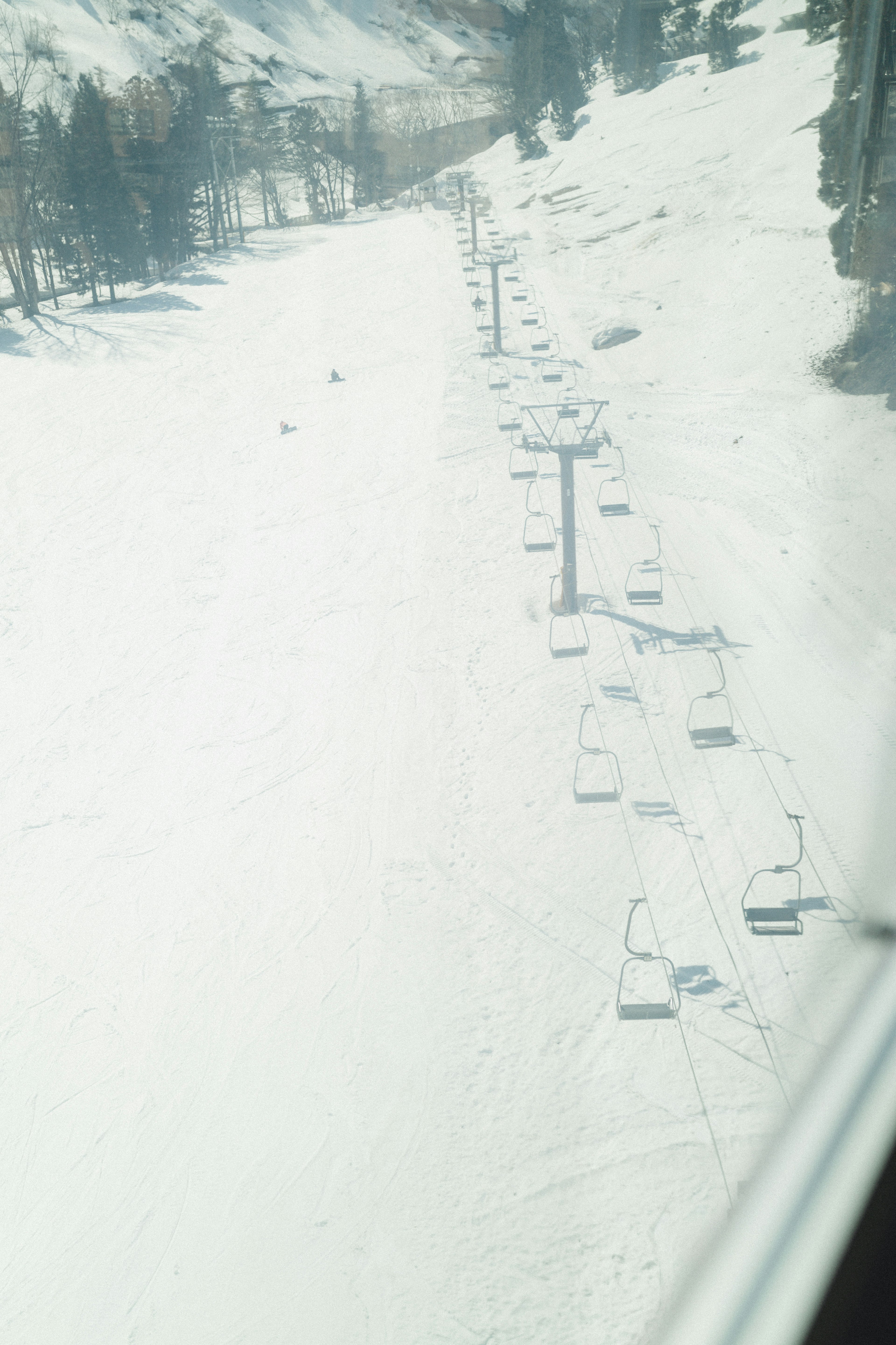 Snow-covered ski lift landscape