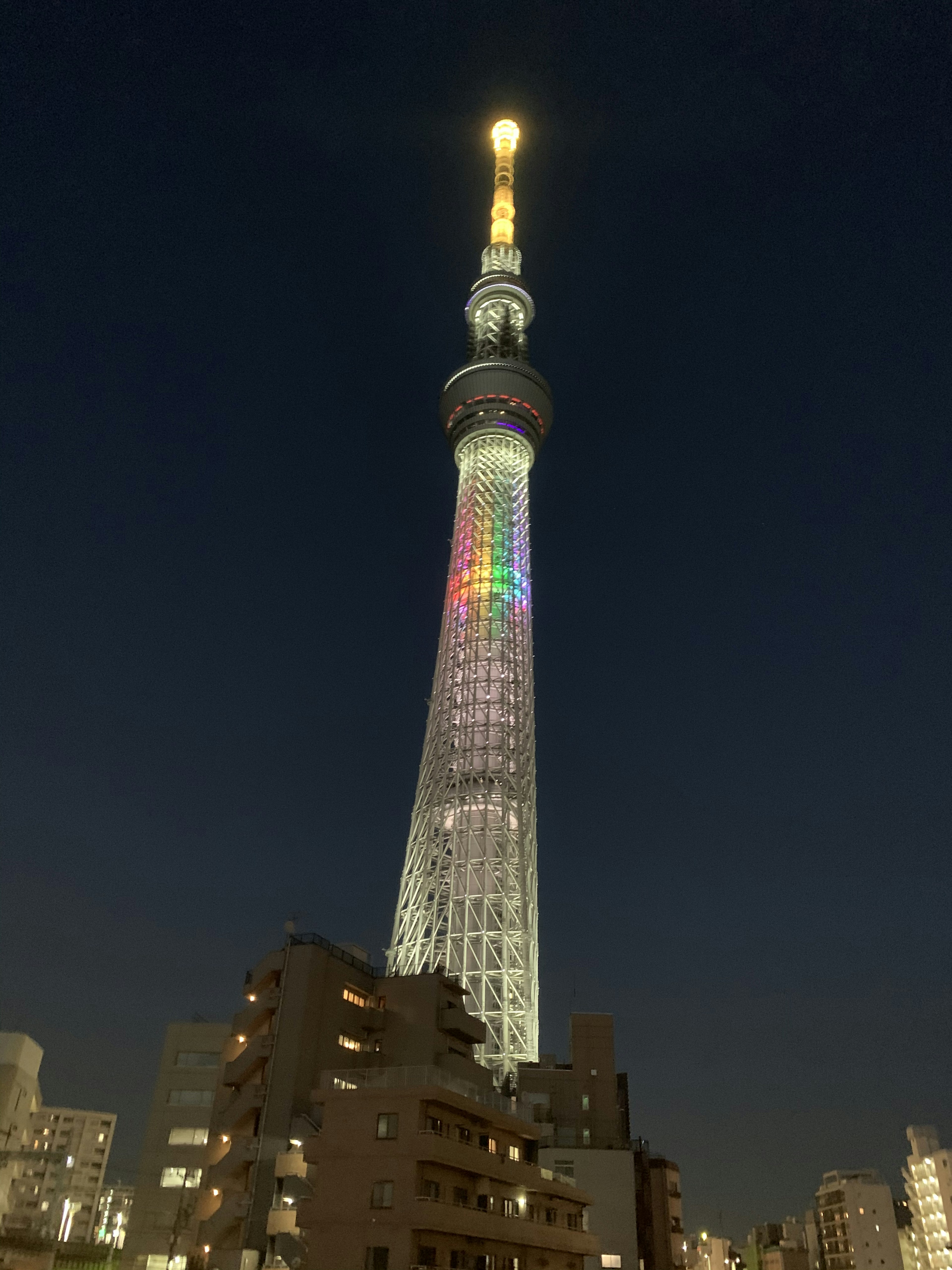 東京スカイツリーの夜景　色とりどりのライトアップ