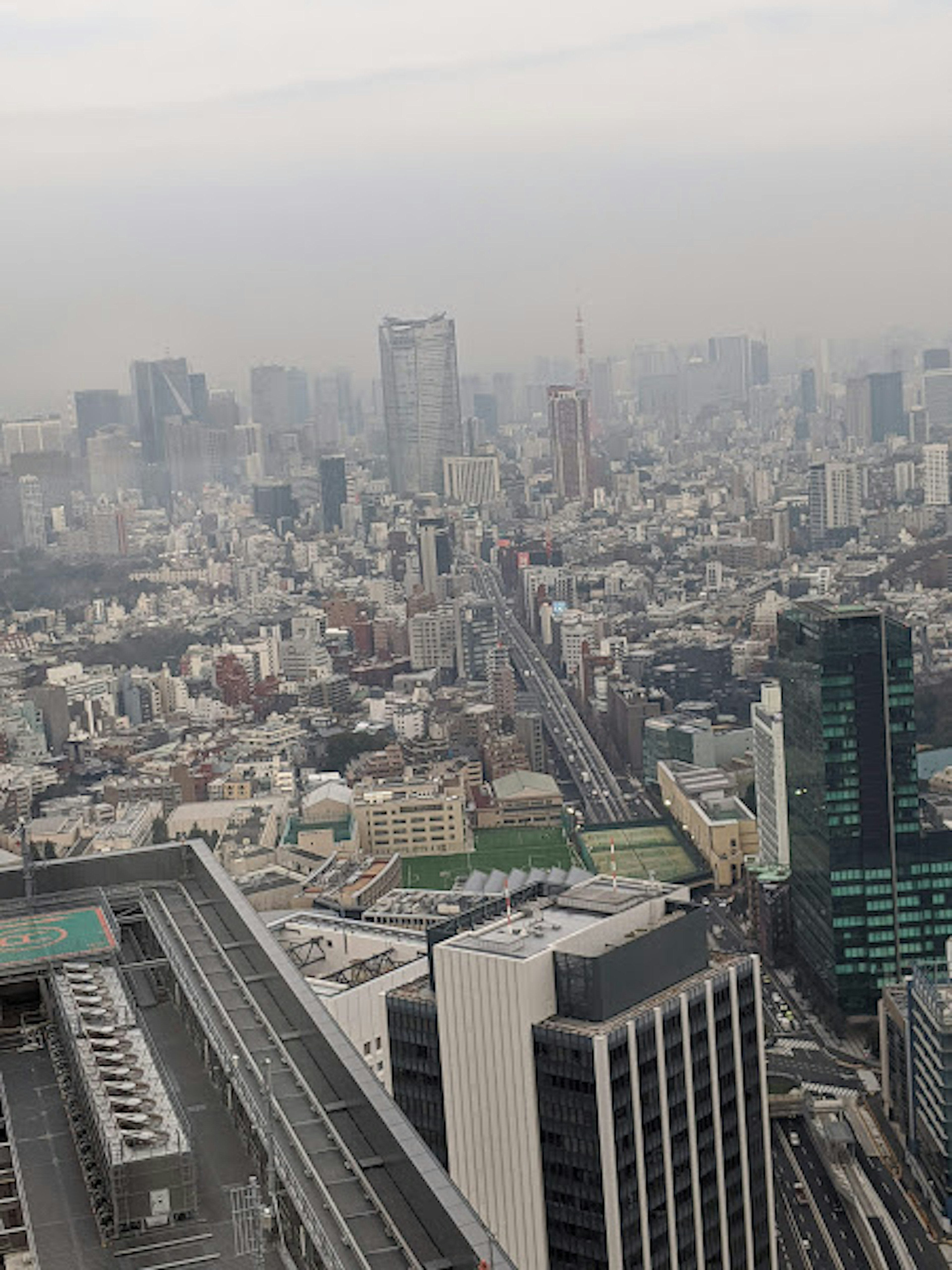 Panoramic view of a city skyline with tall buildings