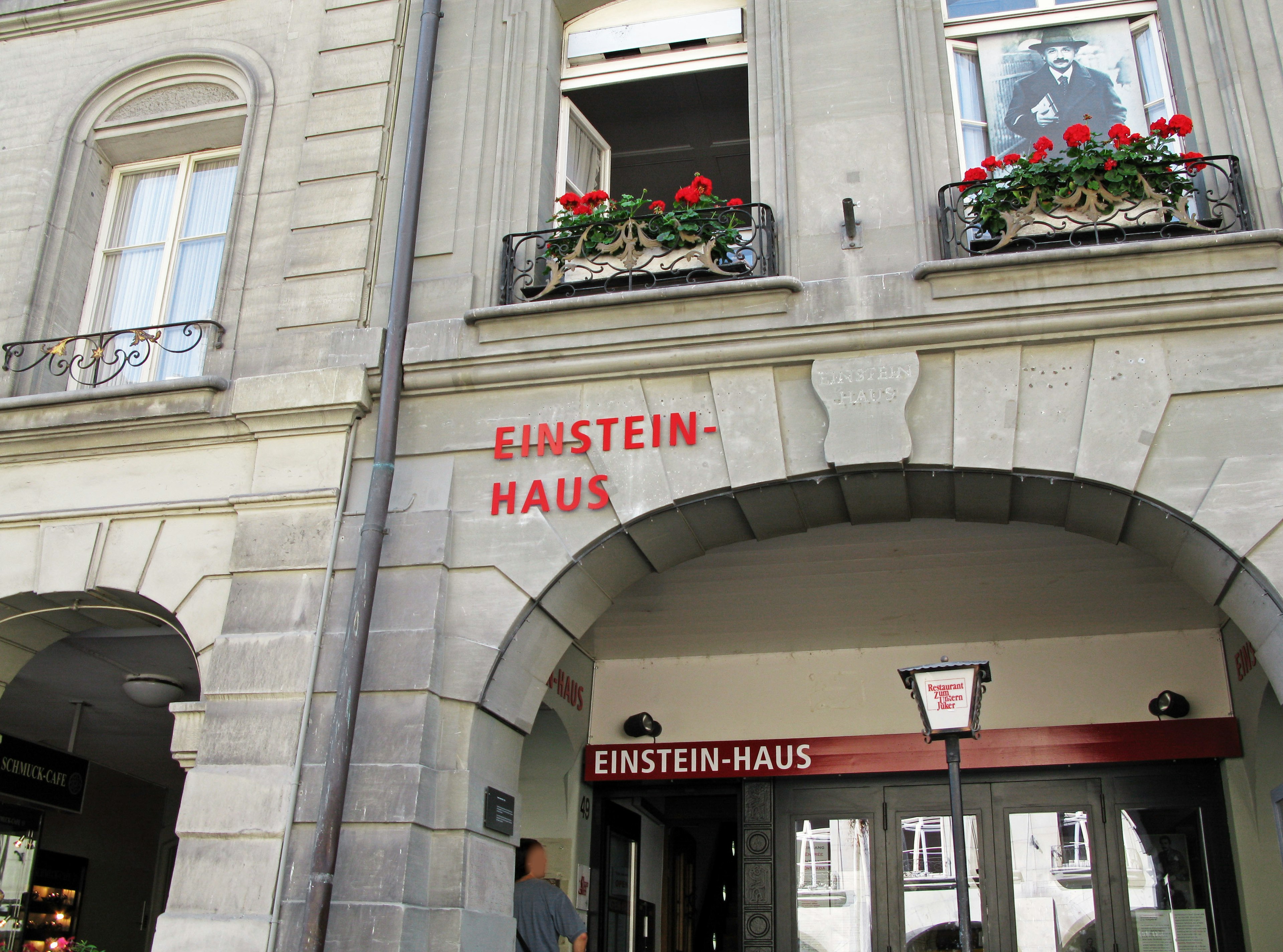 Exterior of Einstein-Haus with flowered windows