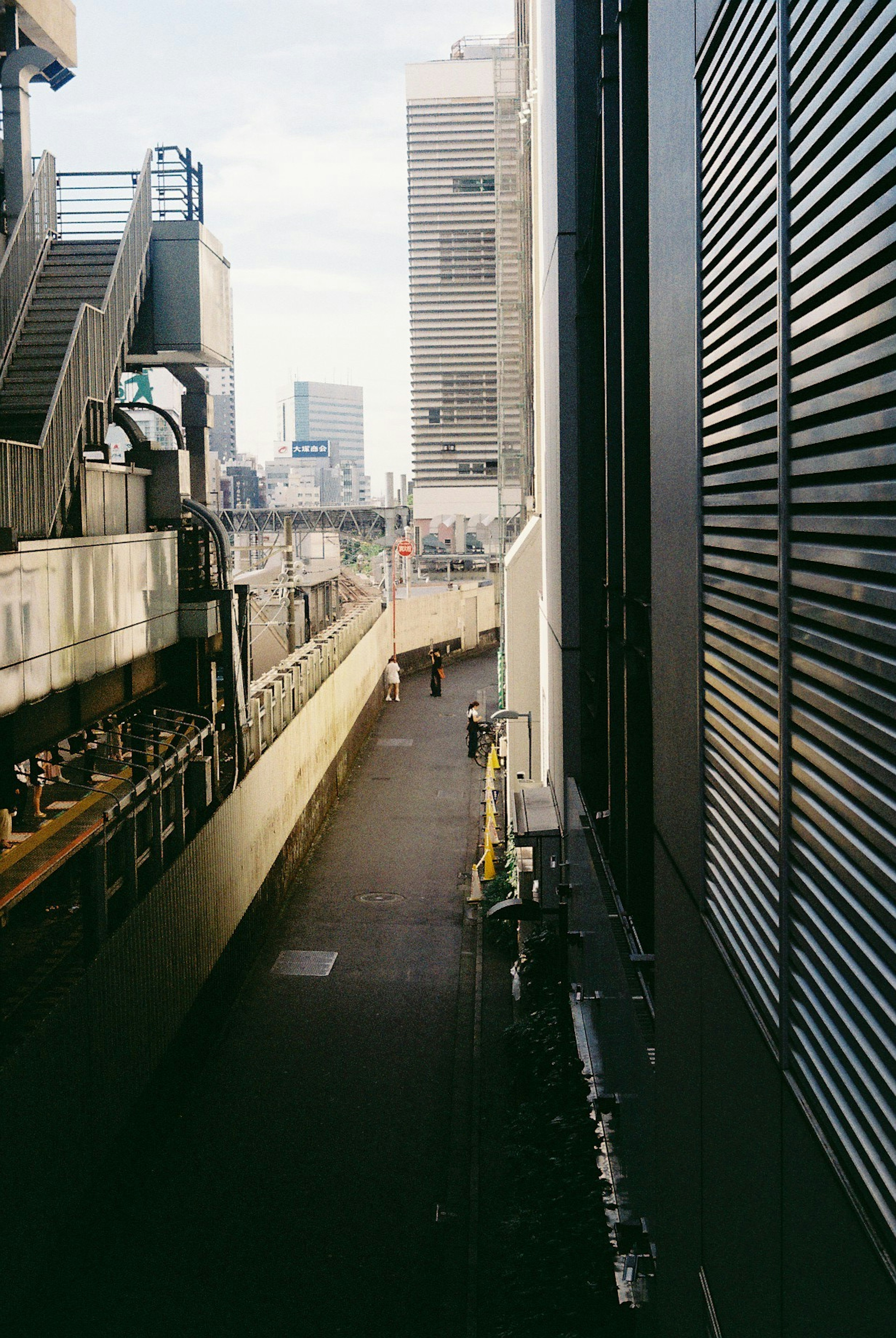 Urban street view with high-rise buildings