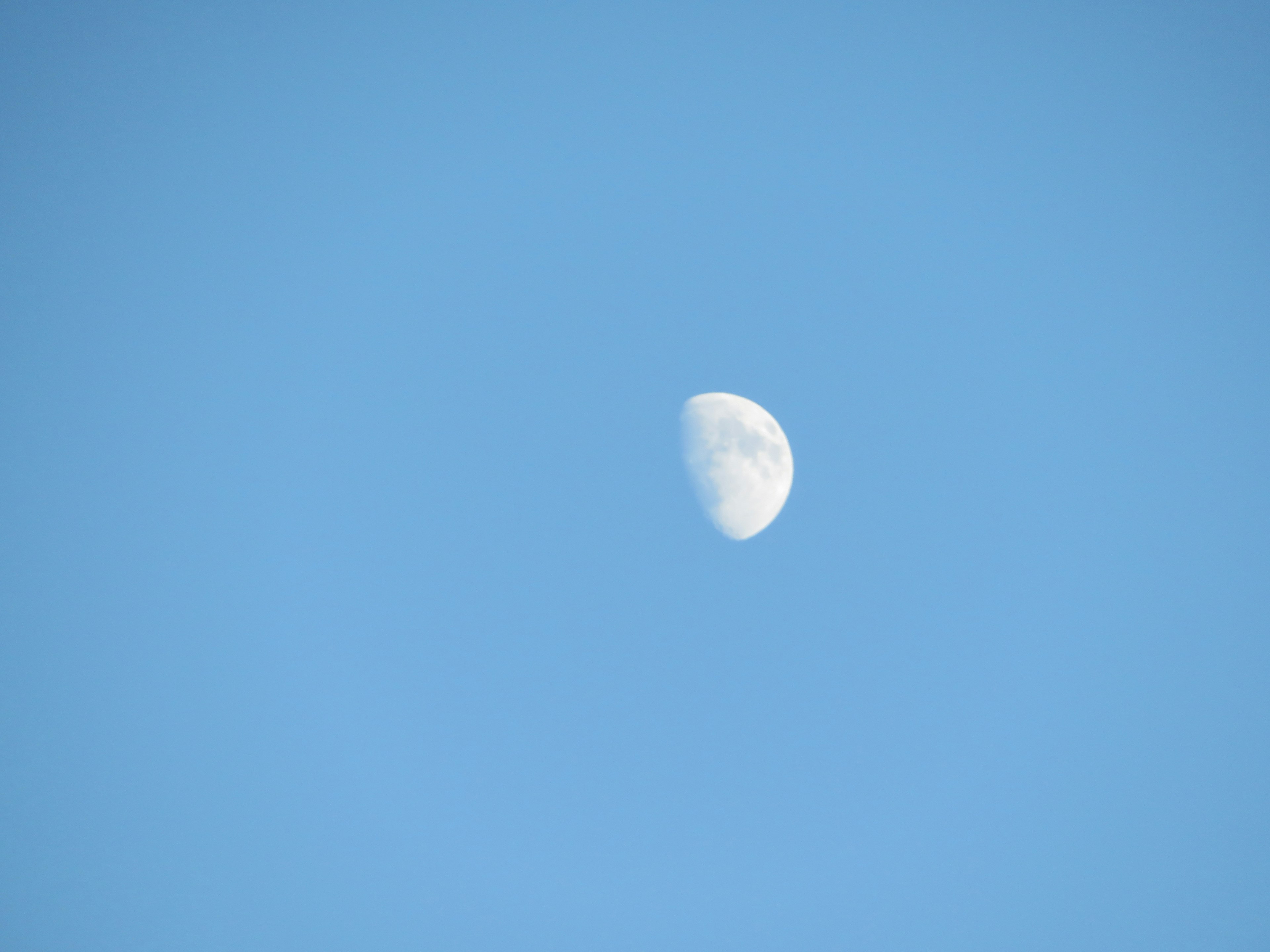 Immagine di una luna crescente in un cielo azzurro chiaro