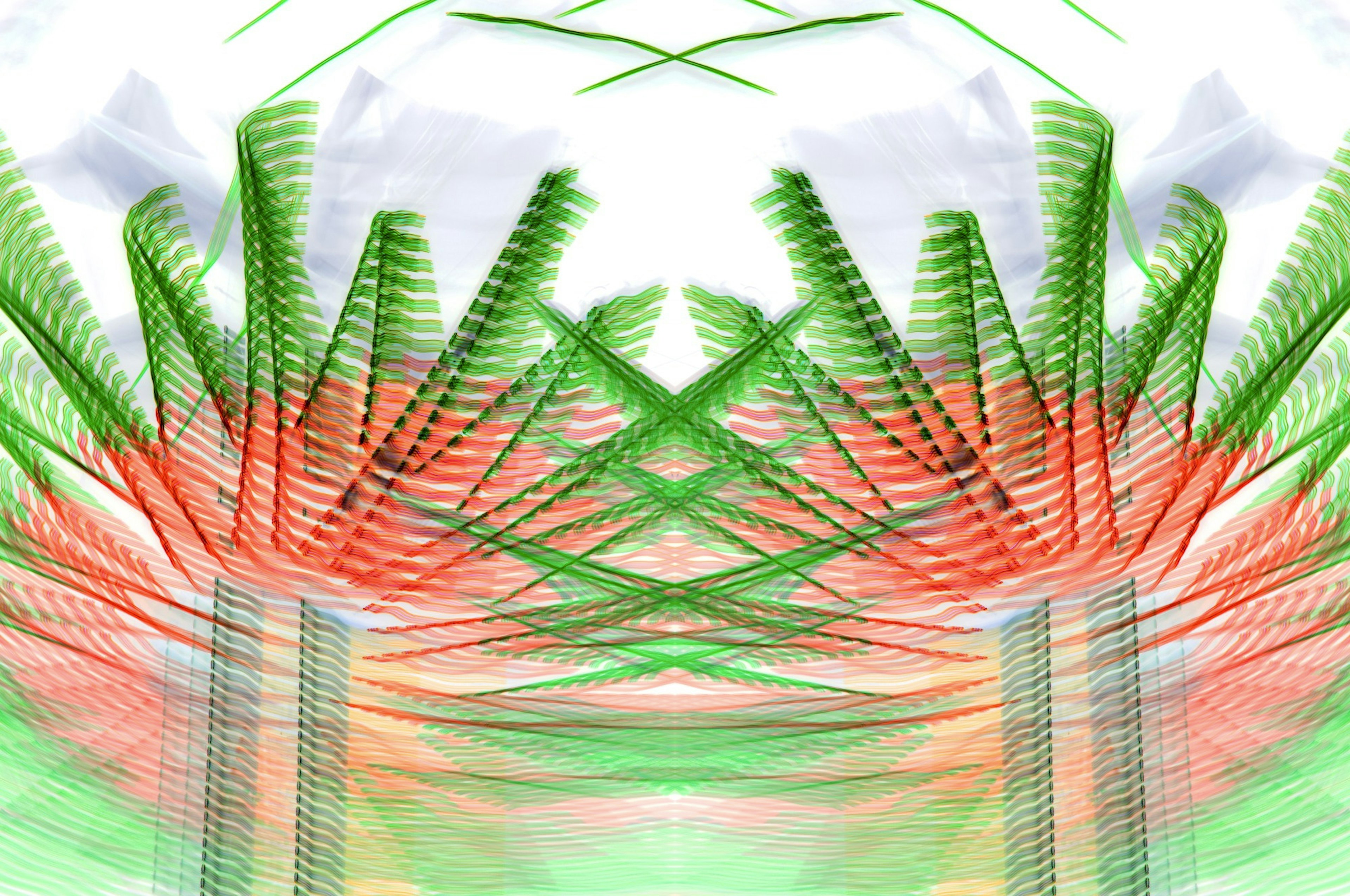 Abstract design with intersecting green and red patterns